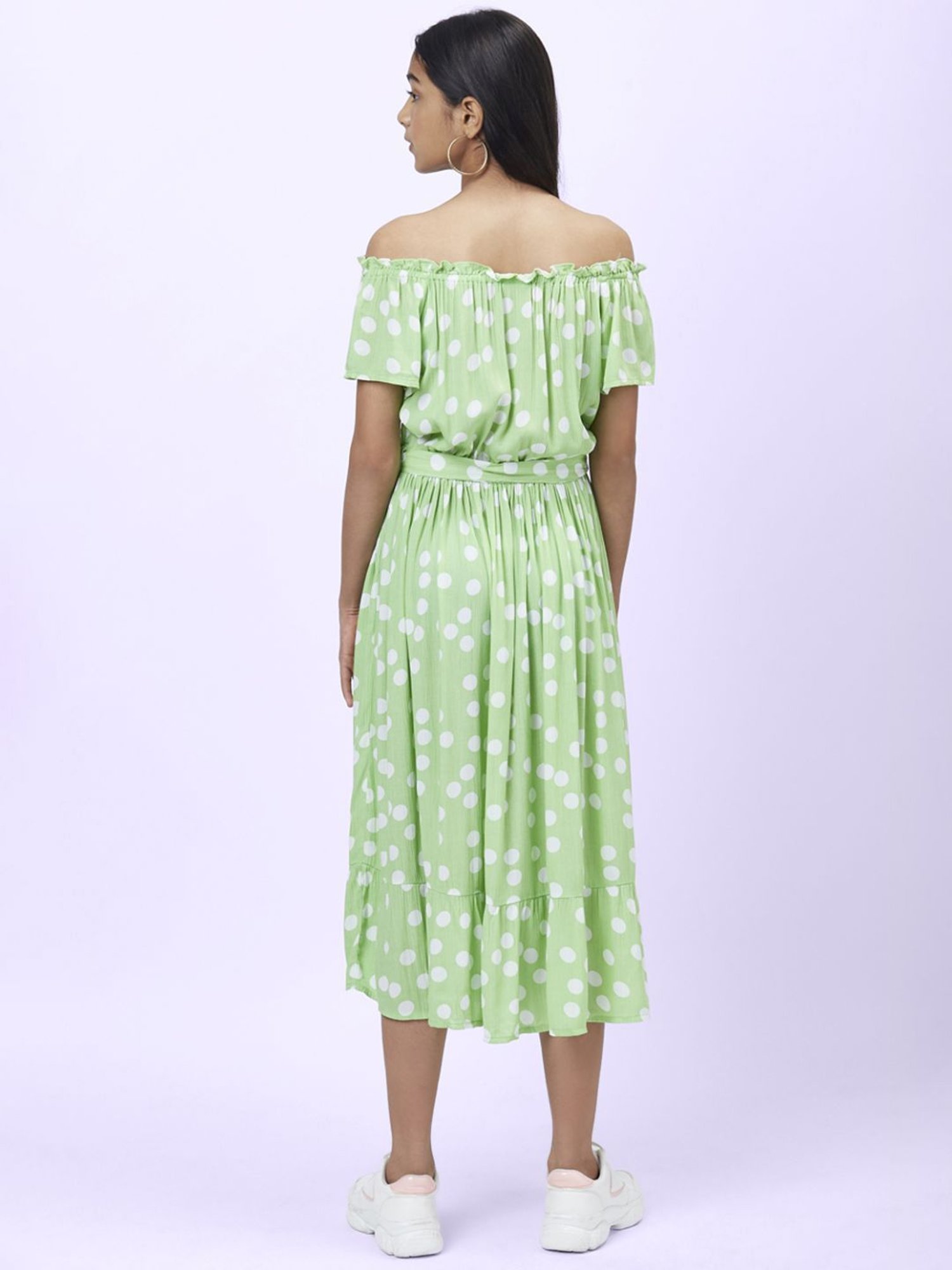 Coolsters by Pantaloons Kids Green & White Printed Dress