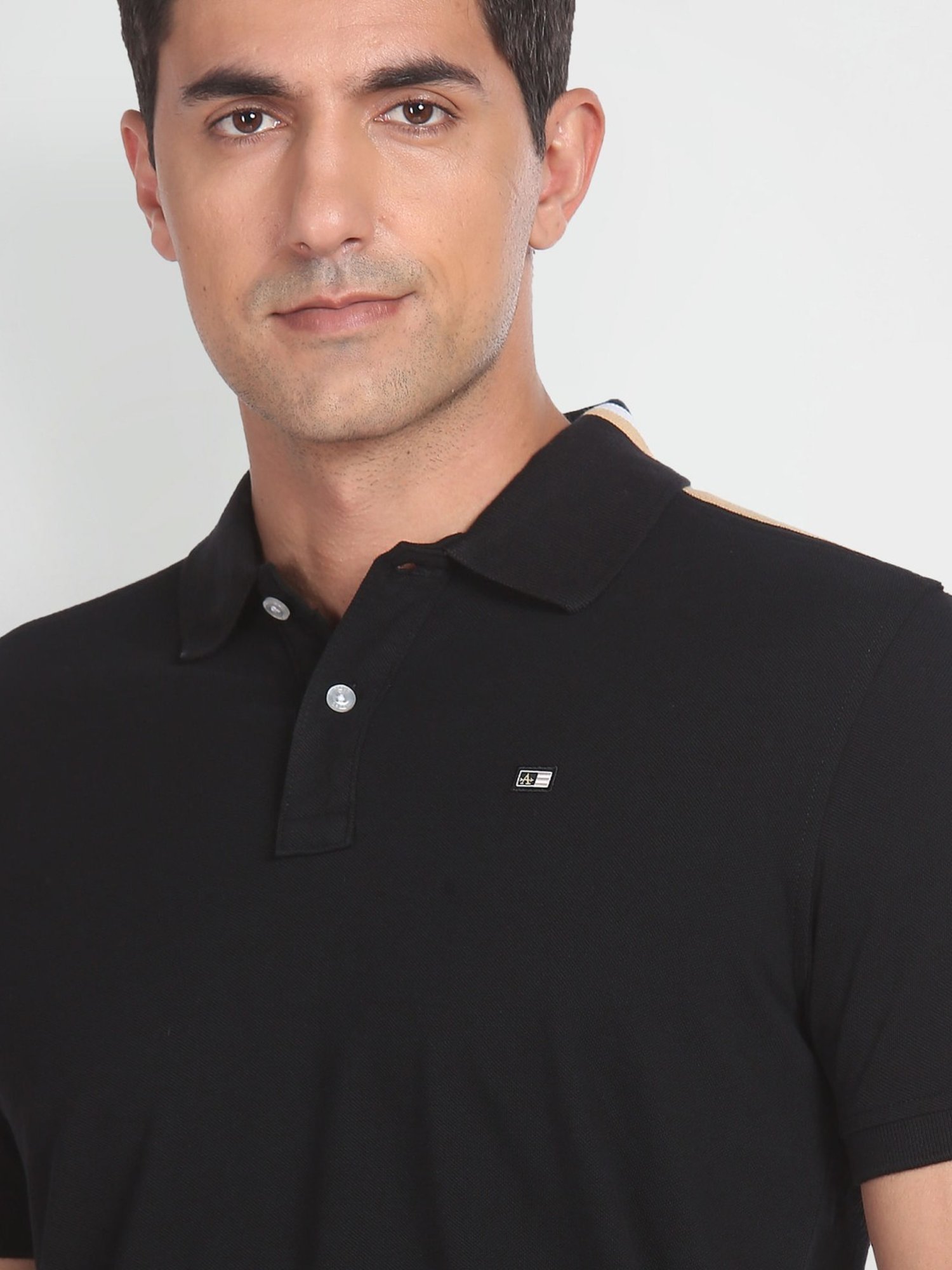 Arrow Black Cotton Regular Fit Polo T-Shirt