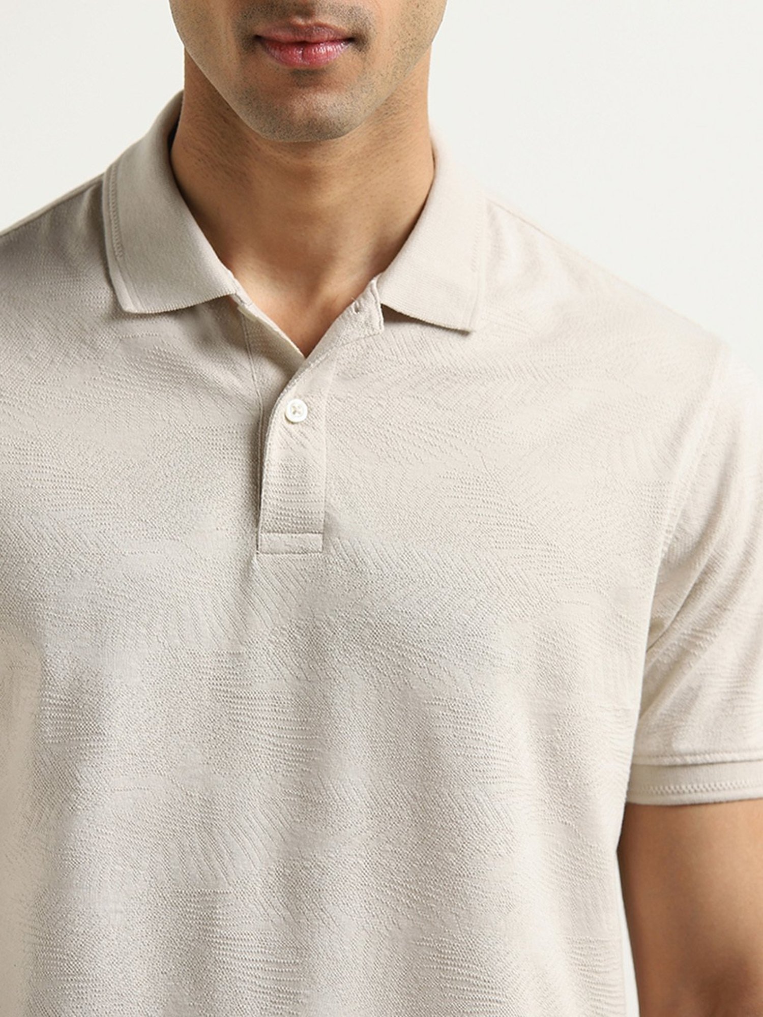 WES Casuals by Westside Beige Relaxed-Fit Polo T-Shirt