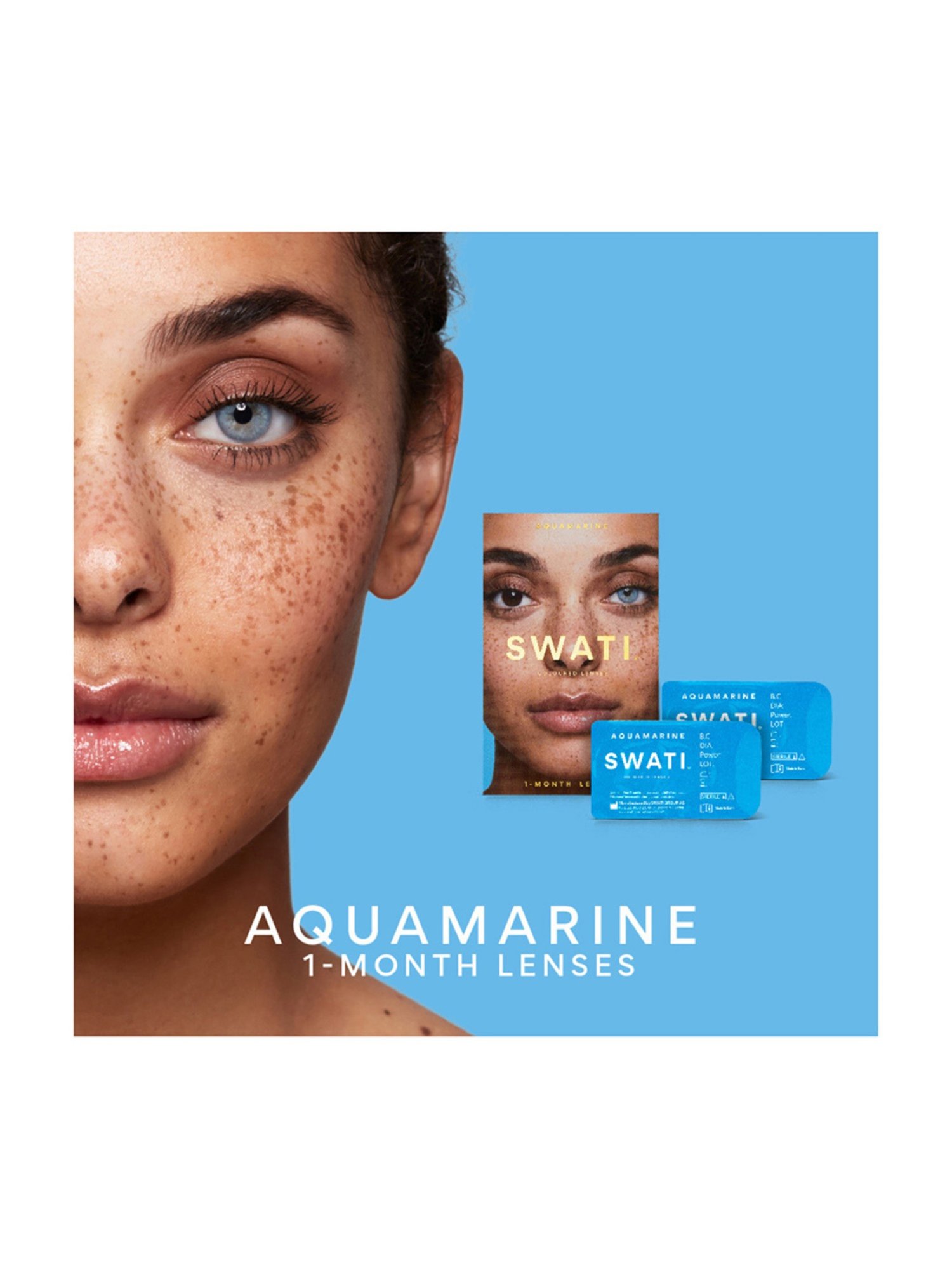 Swati Cosmetics Coloured Contact Lenses -  Aquamarine (1 Month, Power -3.00)