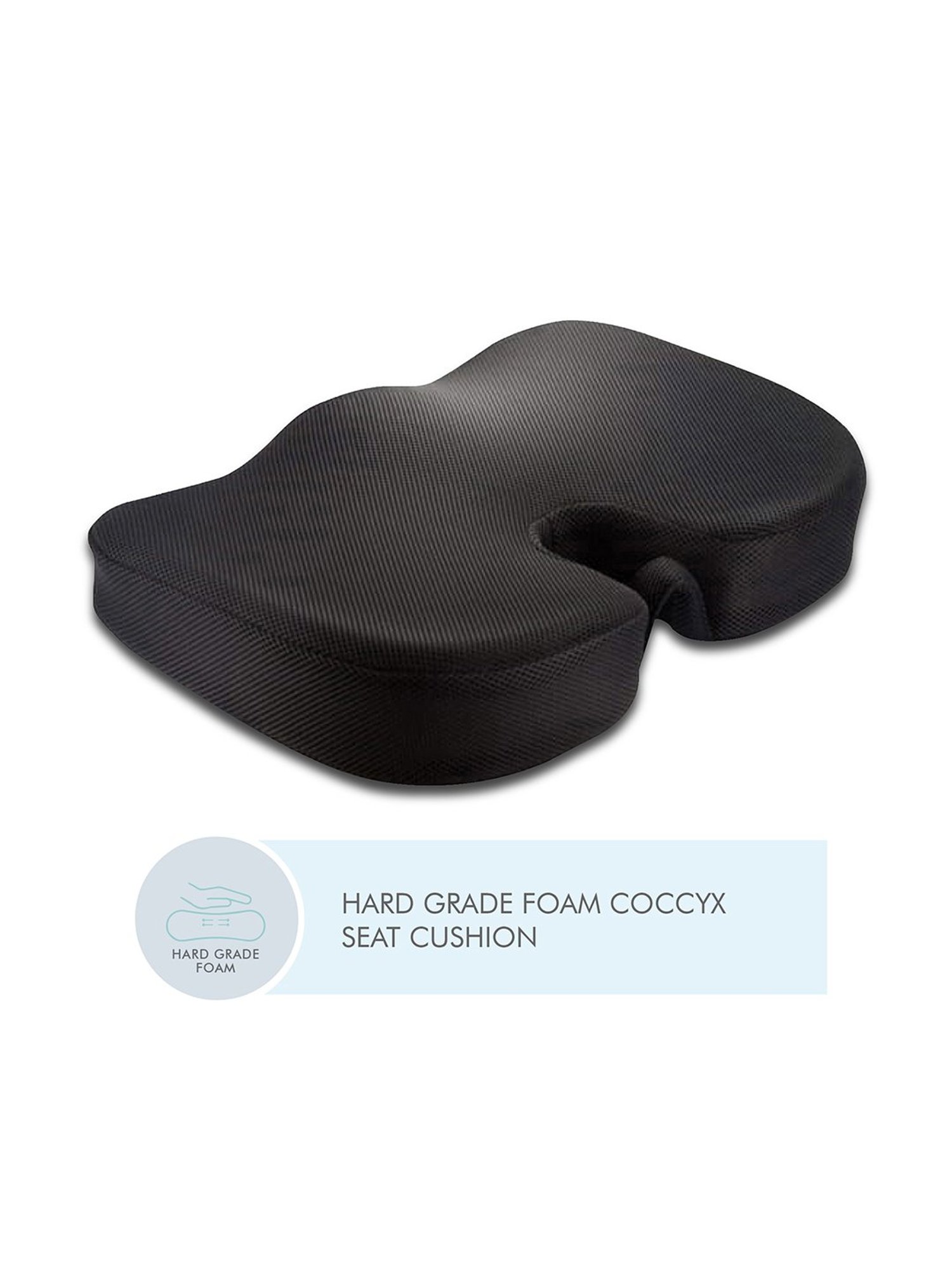 The White Willow Black Coccyx Orthopedic Hard Grade Foam Seat Cushion - Set of 1
