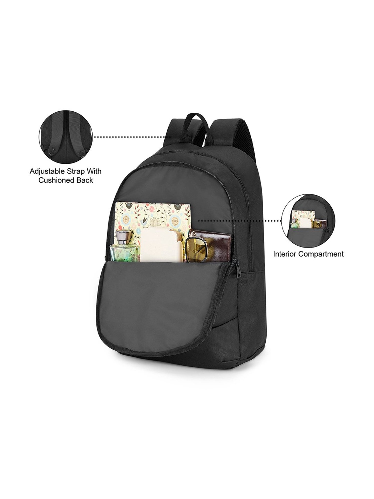 The Vertical Jace Black Textured Medium Backpack