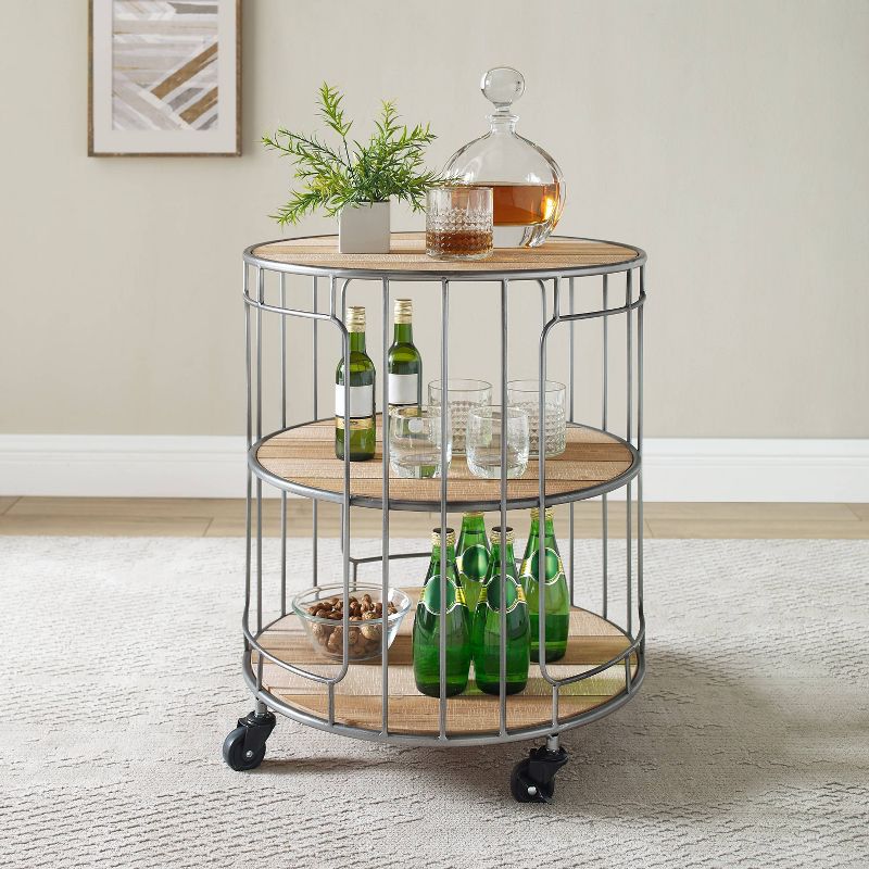 Ani 3 Tiered Rolling Cart Natural - Linon