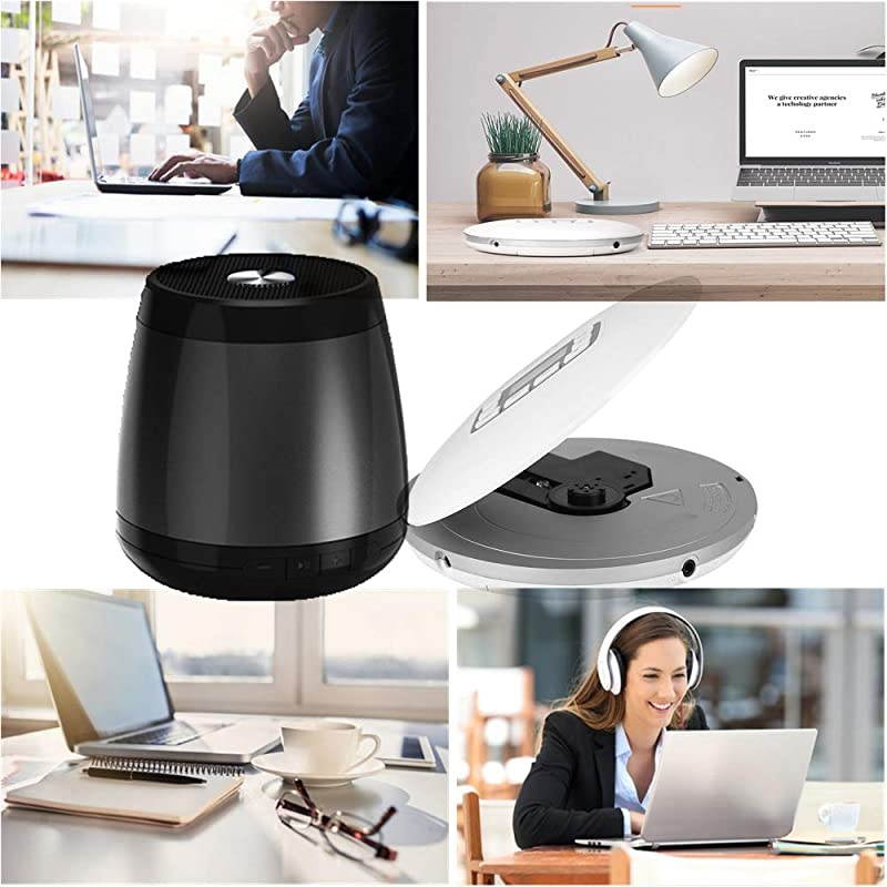 Portable CD Player HOTT Shockproof Wireless Bluetooth Personal Compact Disc Player Rechargeble HiFi Stereo CD Walkman Music Player with Earphones for Home Office SchoolWhite