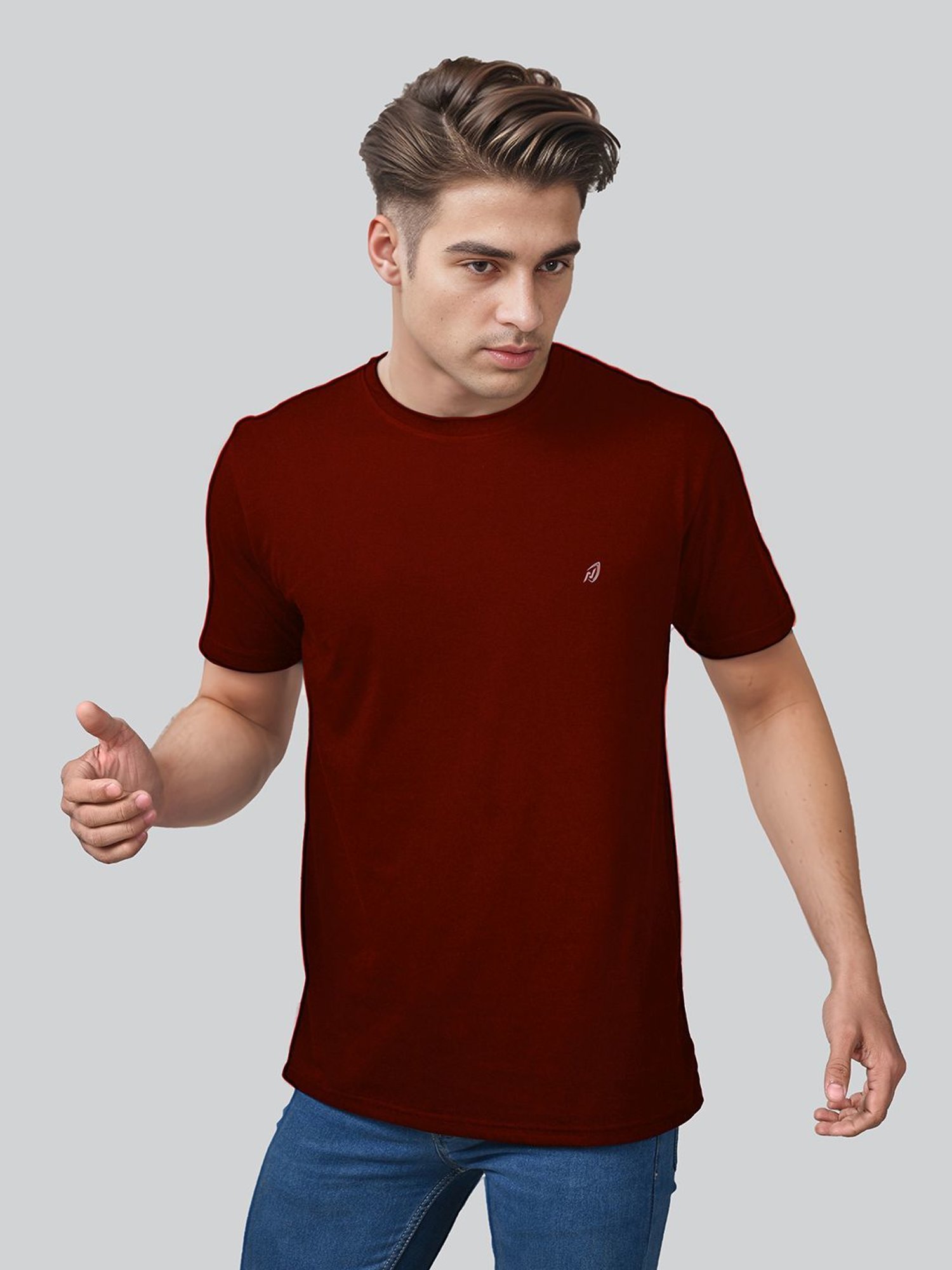 Lux Nitro Maroon & Sage Regular Fit T-Shirt