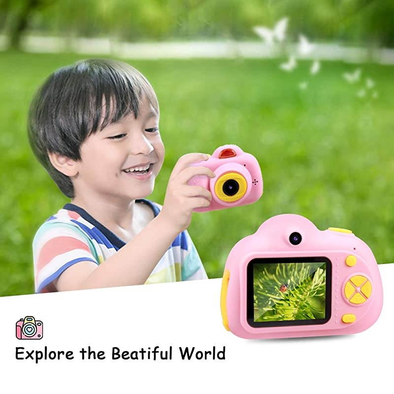 Gifts for 3 4 5 6 Year Old Girls, Kids Camera for Girls, Easter Gifts for Kids,Outdoor Toys for 5 6 7 8 Year Old Toddlers Children,8MP HD Video Camera, Pink(32GB SD Card Included).