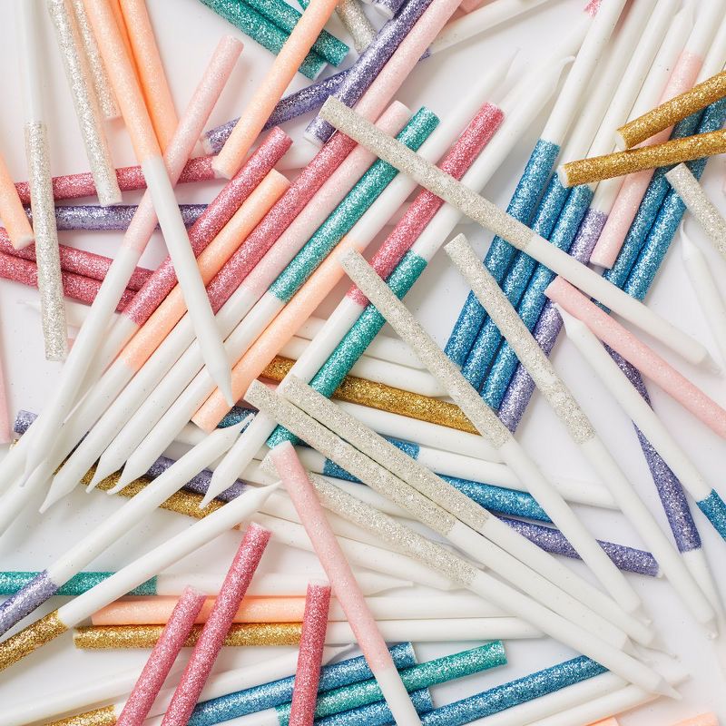 Meri Meri - Multicolor Dipped Glitter Candles - Cake Candles - 16ct