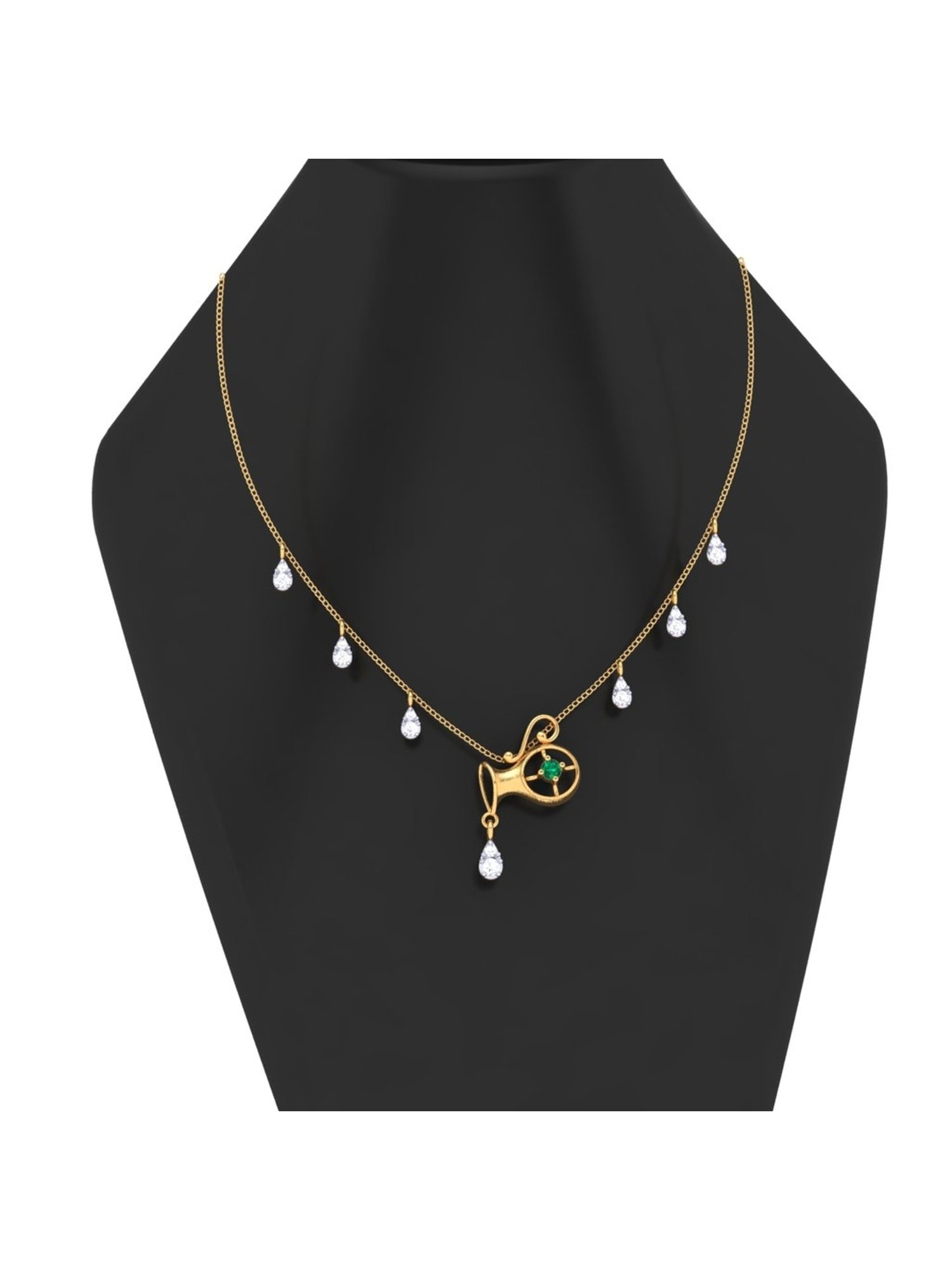 P.C. Chandra Jewellers 22k Yellow Gold Aaquarius Themed With Stone Necklace