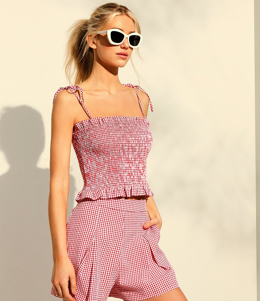 WAYF Double Ruffle V-Neck Peplum Top