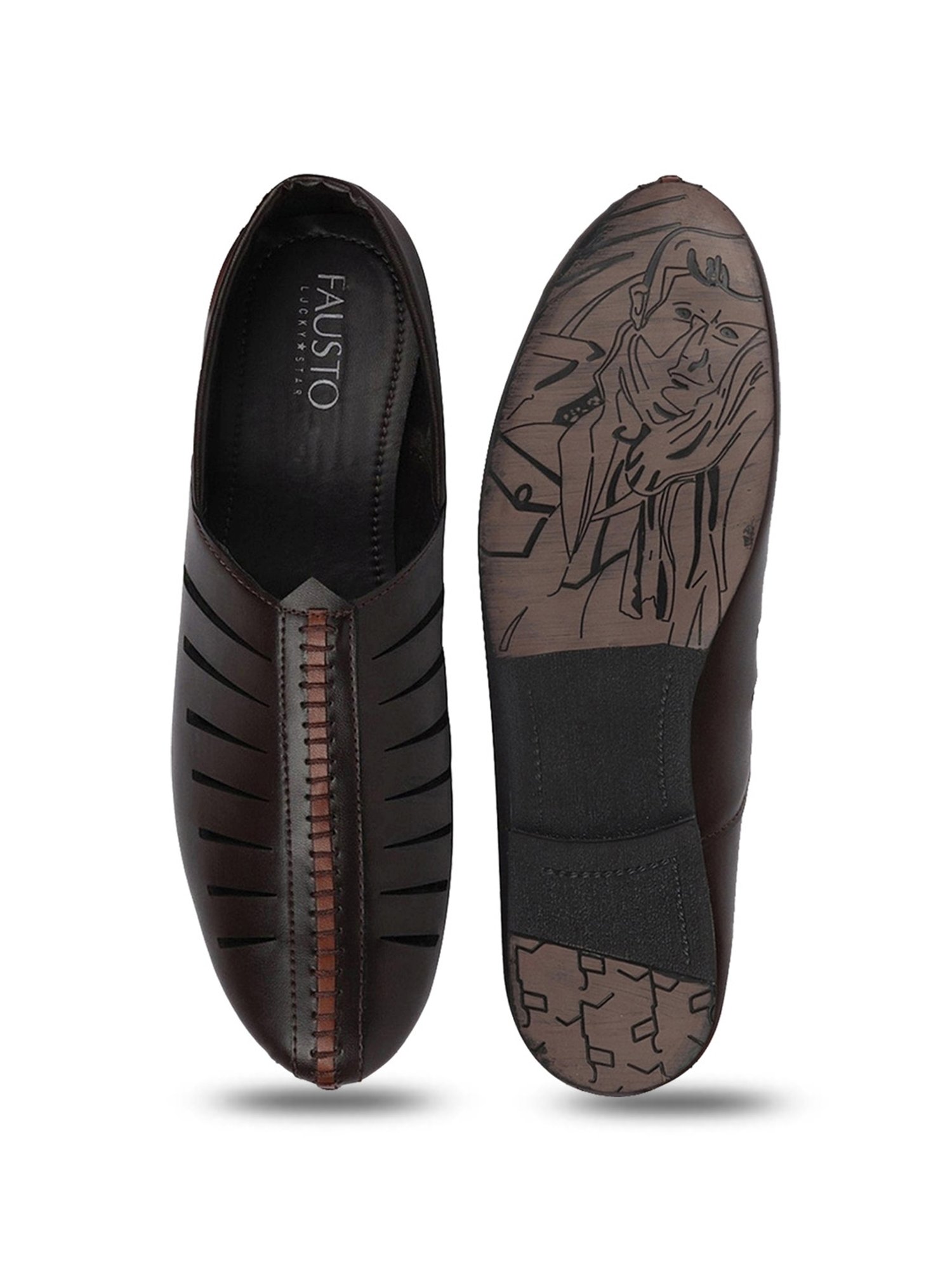 Fausto Men's Brown Ethnic Juttis