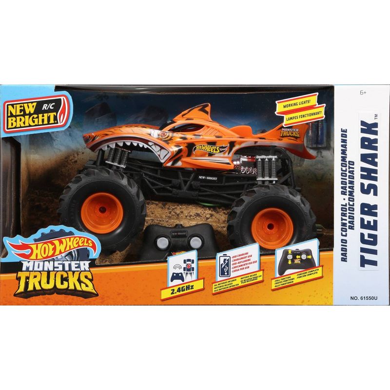 New Bright R/C 1:15 Scale Hot Wheels Monster Truck - Tiger Shark