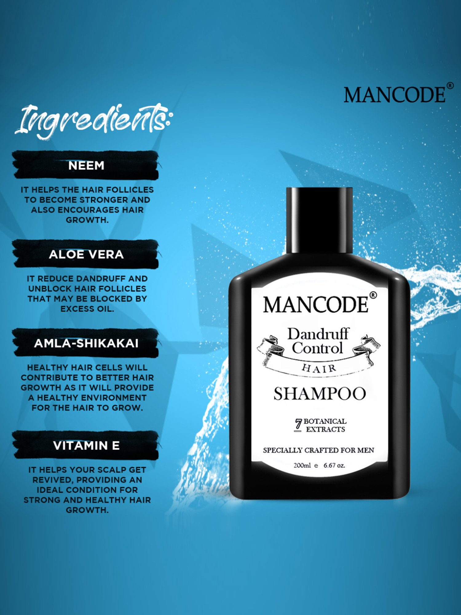 Mancode Anti Dandruff Shampoo for Men - 200 ml