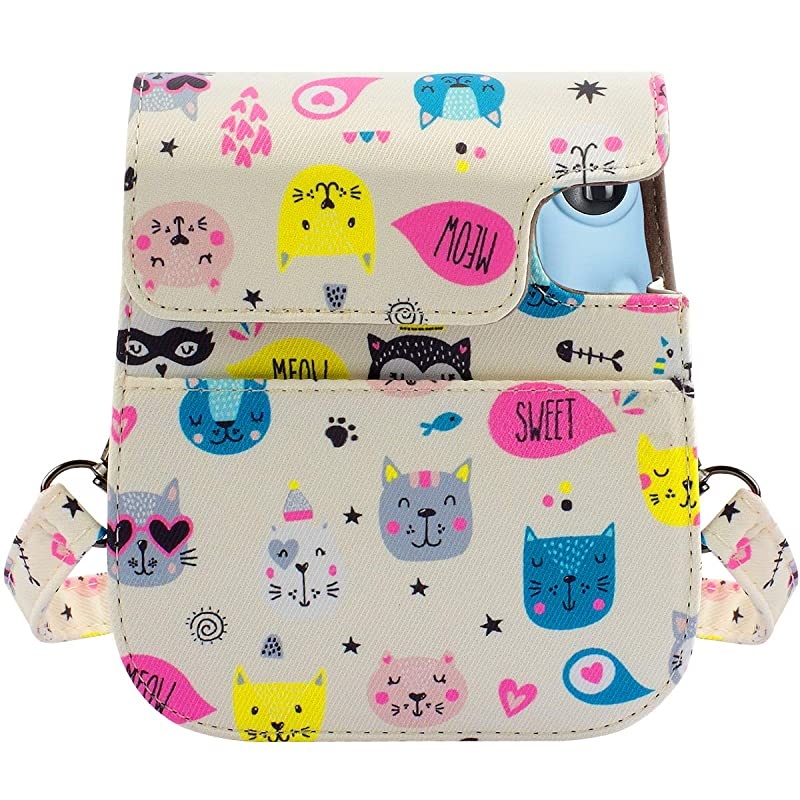 amp Portable Case Compatible with Fujifilm Instax Mini 11 Instant Camera with Accessories Pocket and Adjustable Strap Kitty