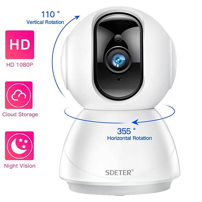 WiFi Security Dome Camera SDETER HD Home IP Wireless 2Way Audio Motion Detection Night Vision BabyPet Monitor Compatible with iOSampAndroid