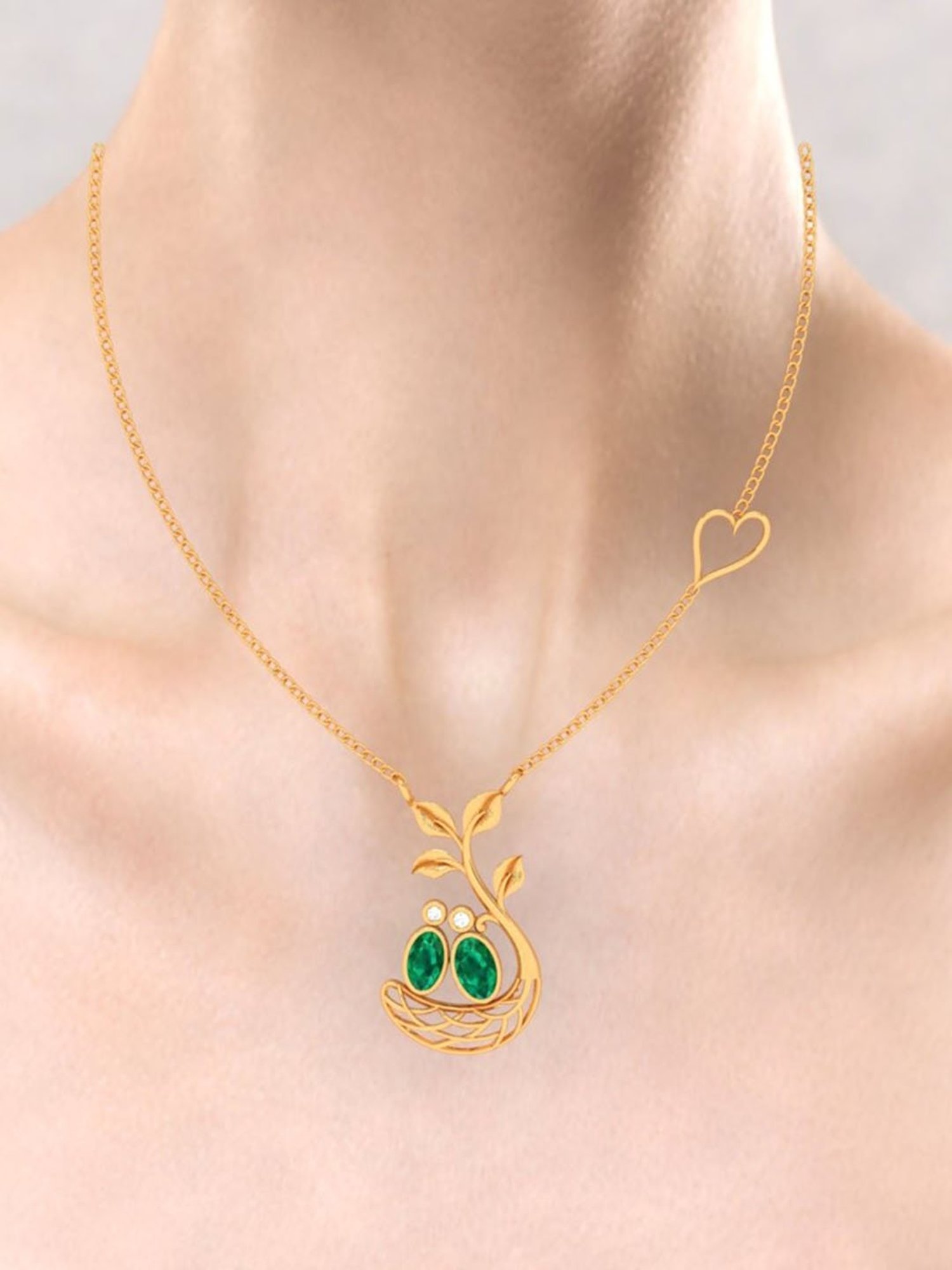 Mia by Tanishq 14 Karat Yellow Gold Two to Tango Diamond Necklace