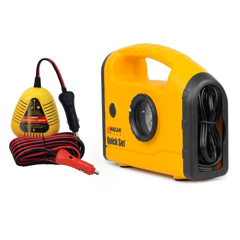 Wagan 12V Quick Set Inflator Compressor and Jumper Yellow