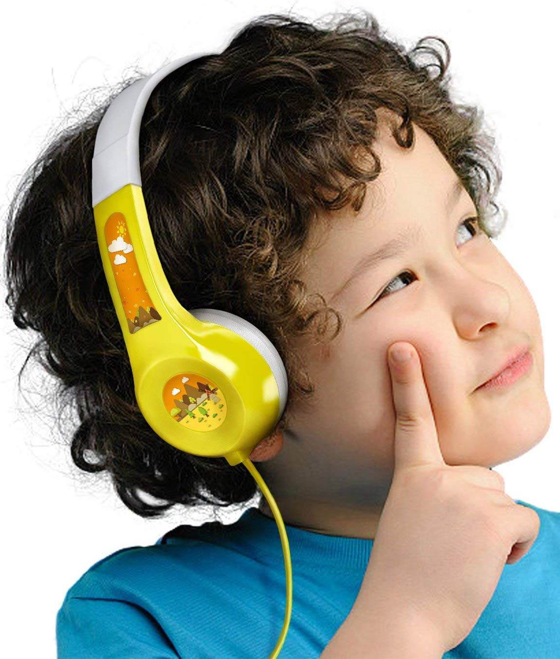 Mimoday Kids Headphones (Upgraded) with 85dB Volume Limited Hearing Protection Durable, Comfortable & in Line Mic, Kids Friendly Safe Food Grade Material, Great for School| for iPad, Fire, All Tablets