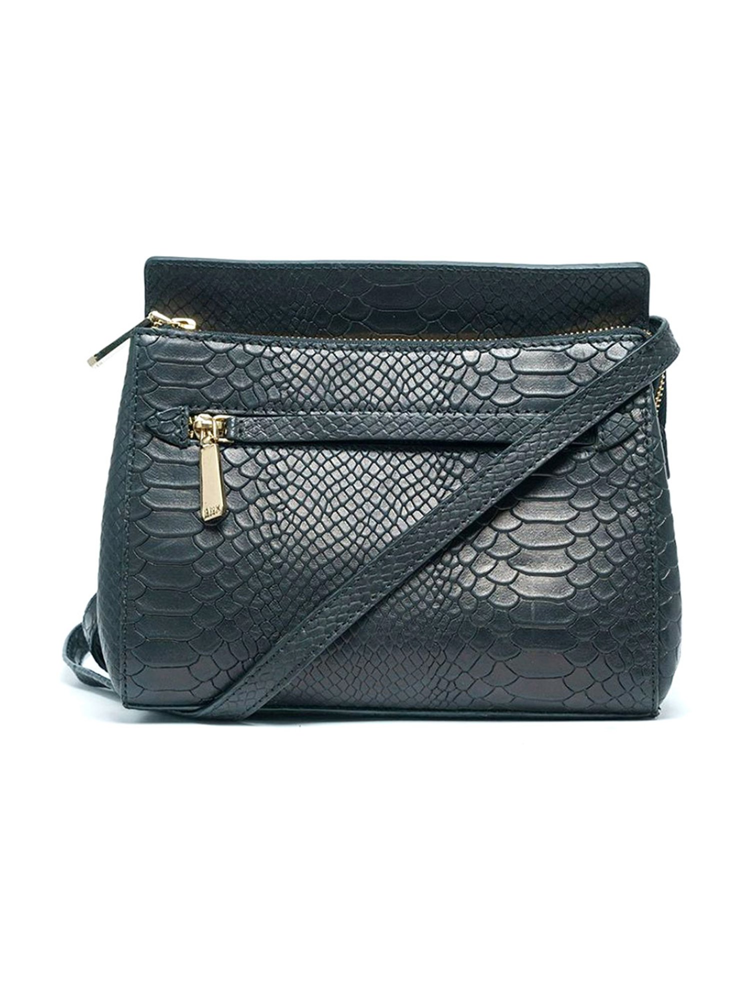RI2K London Black Leather Medium Animal Effect Cross Body Bag