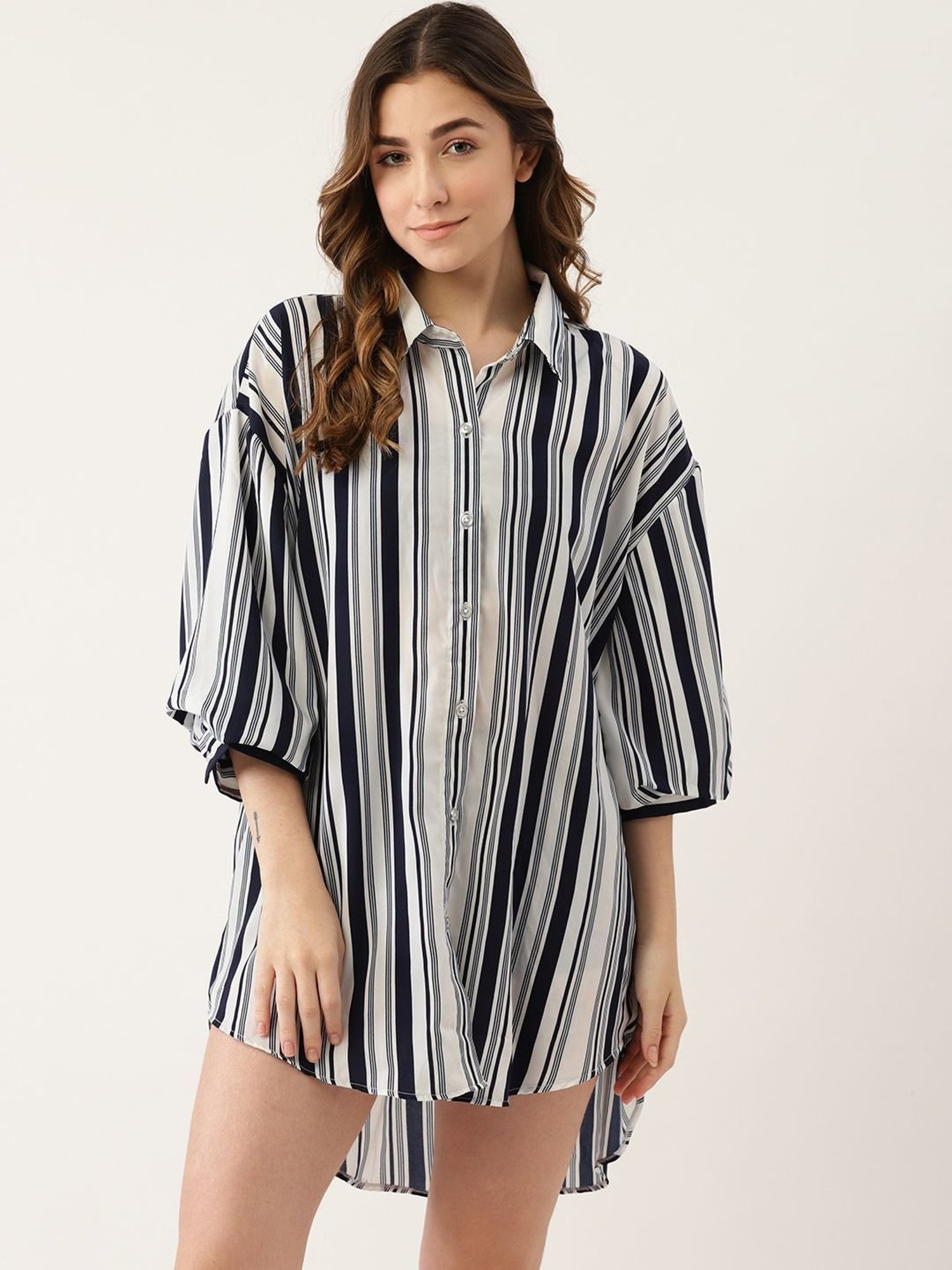 Ms.Lingies Blue Printed Night Shirt