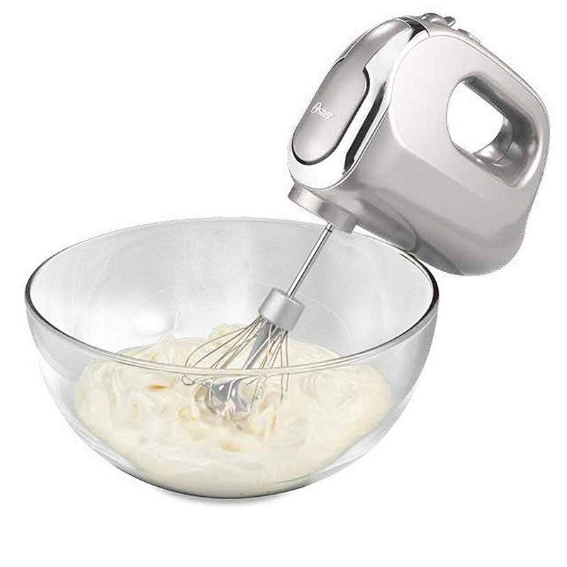Oster Versatile Stainless Steel 7 Speed Clean Start Hand Held Mixer with Attachments and Zippered Storage Case