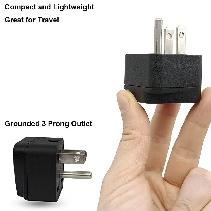 Travel Plug Adapter EUUKAUinCNJPAsiaItalyBrazil to A Type B 3 Prong Grounded A Wall Plug International Mini Travel Adapter and Converter Wall Outlet Power Charger Converter Black