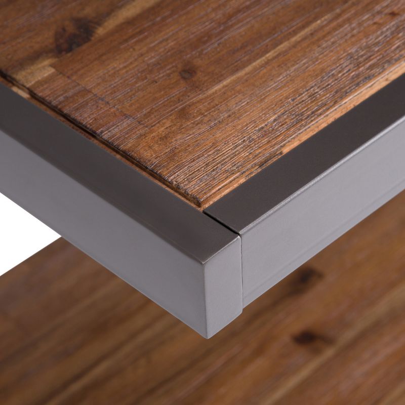 66"x36" Cecilia Solid Acacia Wood Bookshelf Rustic Natural Aged Brown - WyndenHall