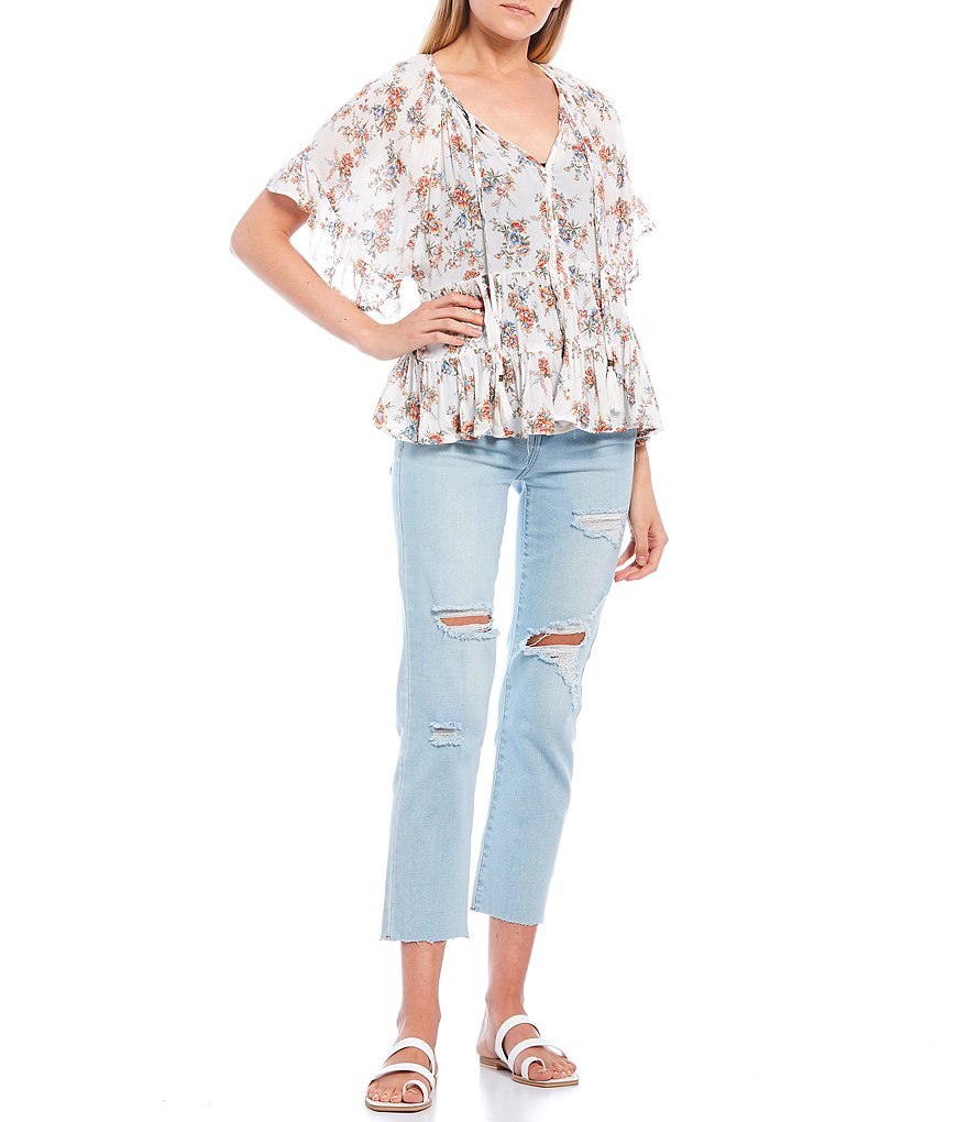 Jolt Floral Tiered Peplum Top