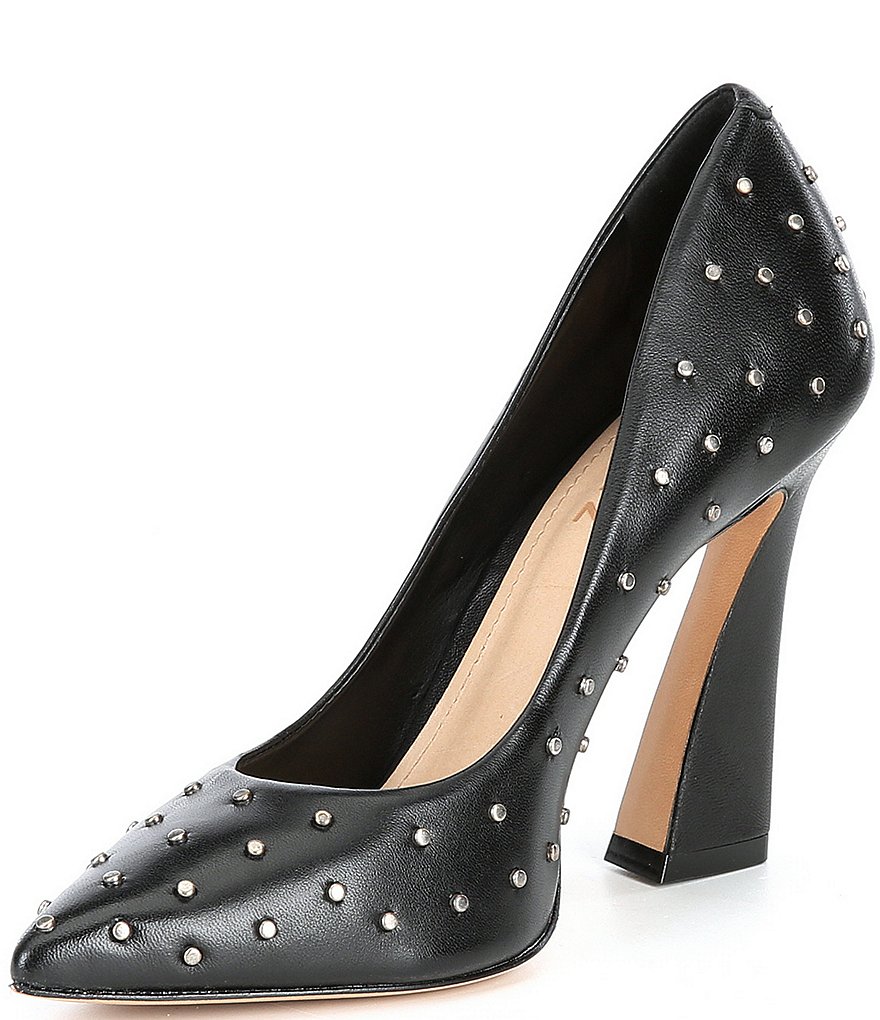 Schutz Belmira Studded Leather Pointed Toe Pumps