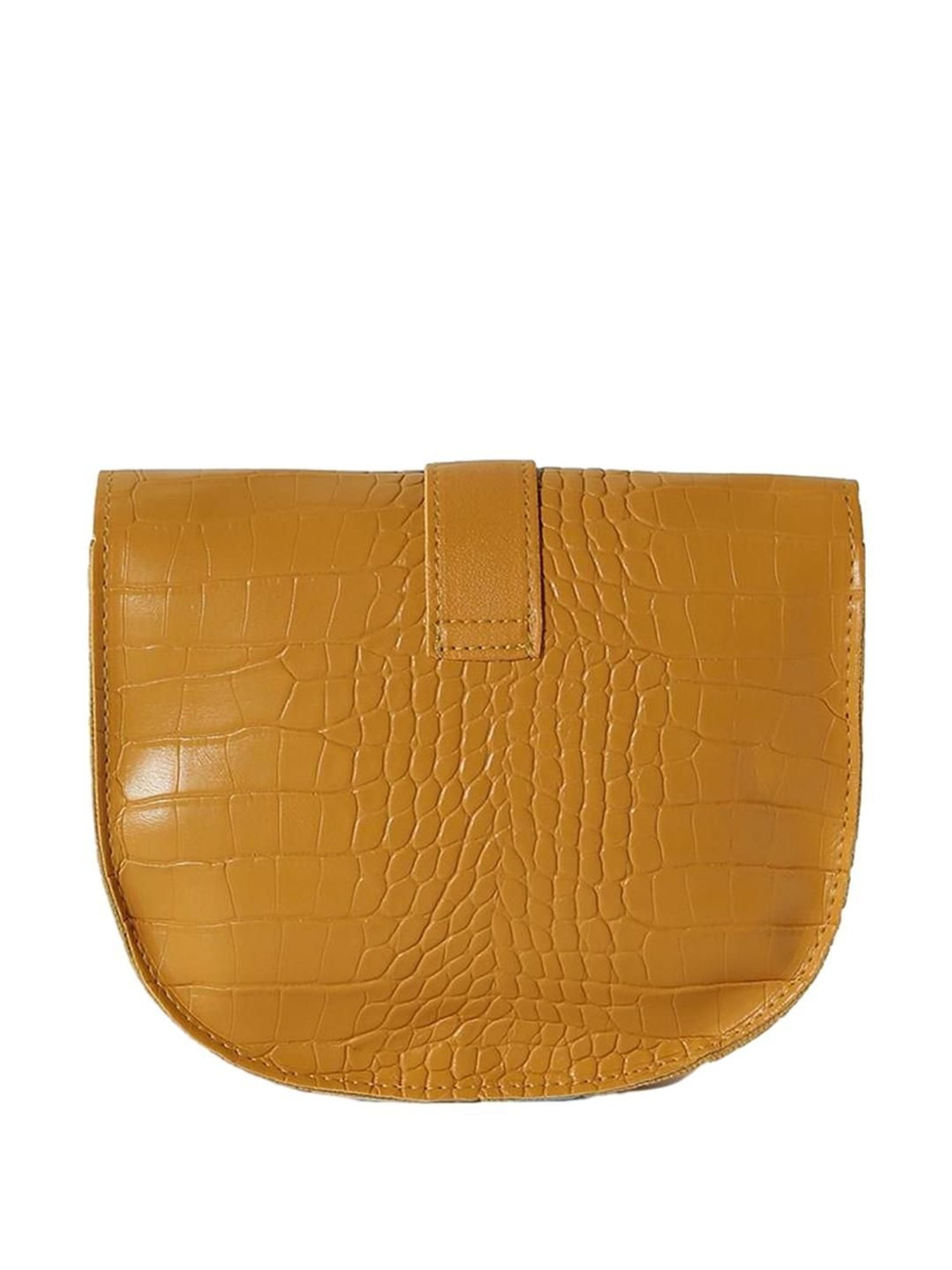 HauteSauce Yellow Textured Small Sling Handbag