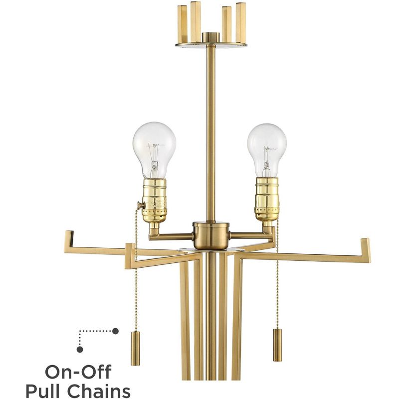 Possini Euro Design Palisade Satin Brass and Marble Modern Luxe Floor Lamp