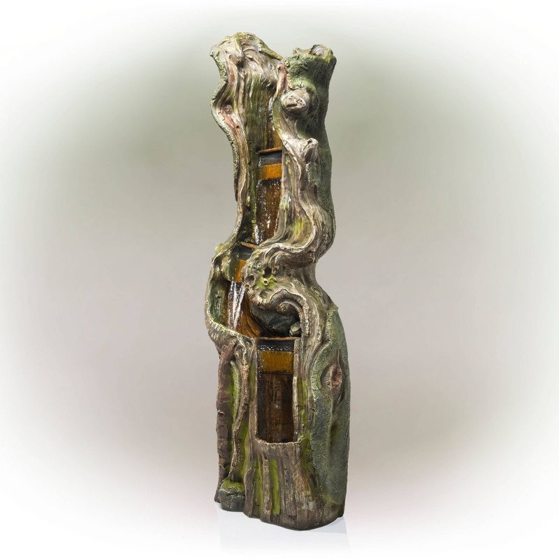 Alpine Corporation 79" Rock Waterfall Fountain With LED Lights - Brown