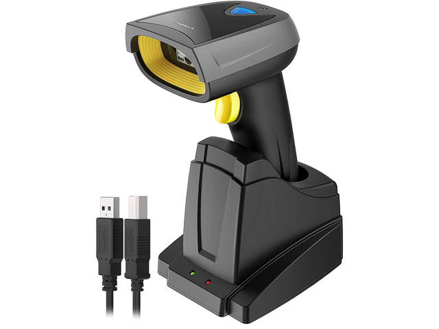 Inateck Barcode Scanner, QR Code Scanner with Smart Base, 2D, Wireless, Bluetooth, Read Screen, BCST-52 Black