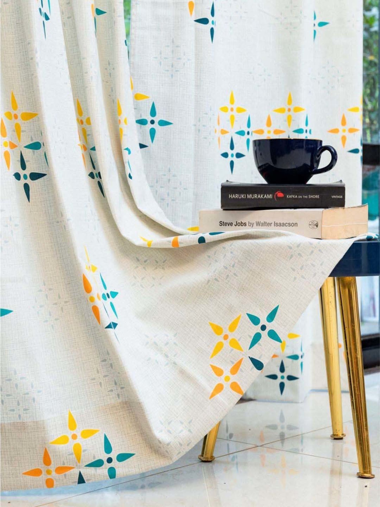 Swayam Brown Paisley J&B Blackout Eyelet Door Curtain - Single Piece (7 Ft)