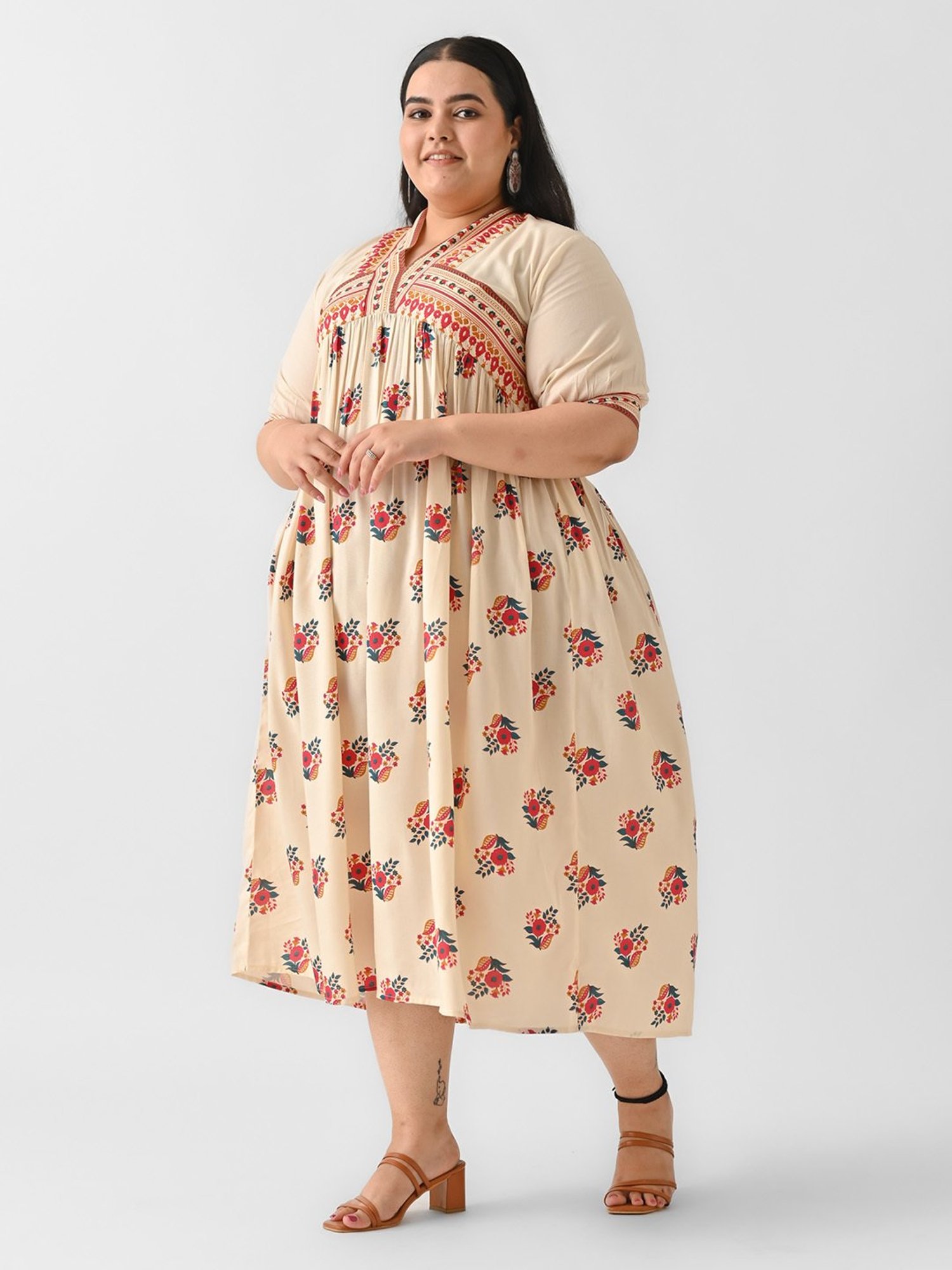 Saffron Threads Red Ethnic Dresses