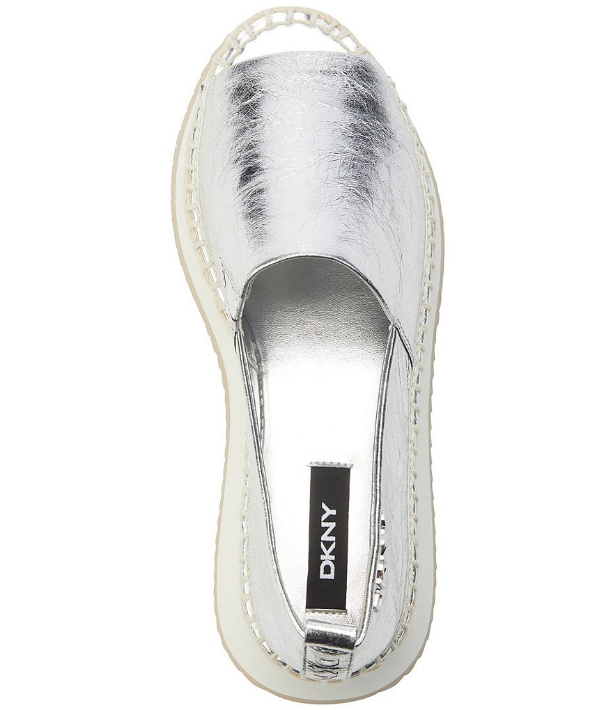 DKNY Orza Metallic Leather Peep Toe Slip-Ons