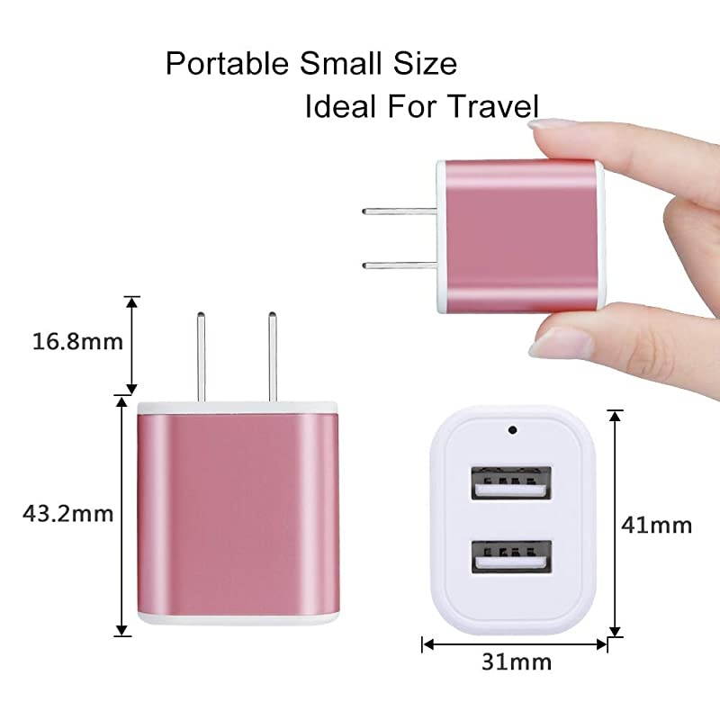 Wall Charger Micro USB Cable  21A Dual Port USB Wall Charger Plug Charging Cube Brick with 2Pack 6ft Micro USB Cable Charger for Samsung Galaxy S6 S7 Edge M10 J3 J7 LG G3 G4 K20 K30 Plus