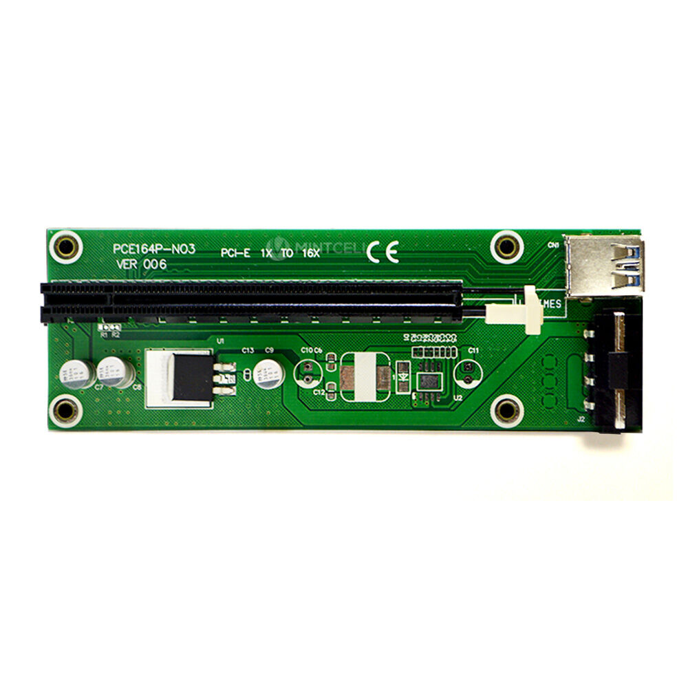 PCIe Riser, 16x to 1x Powered Riser Adapter Card w/60cm USB 3.0 Extension Cable & MOLEX to SATA Power Cable GPU Riser Adapter (6-Pack,)