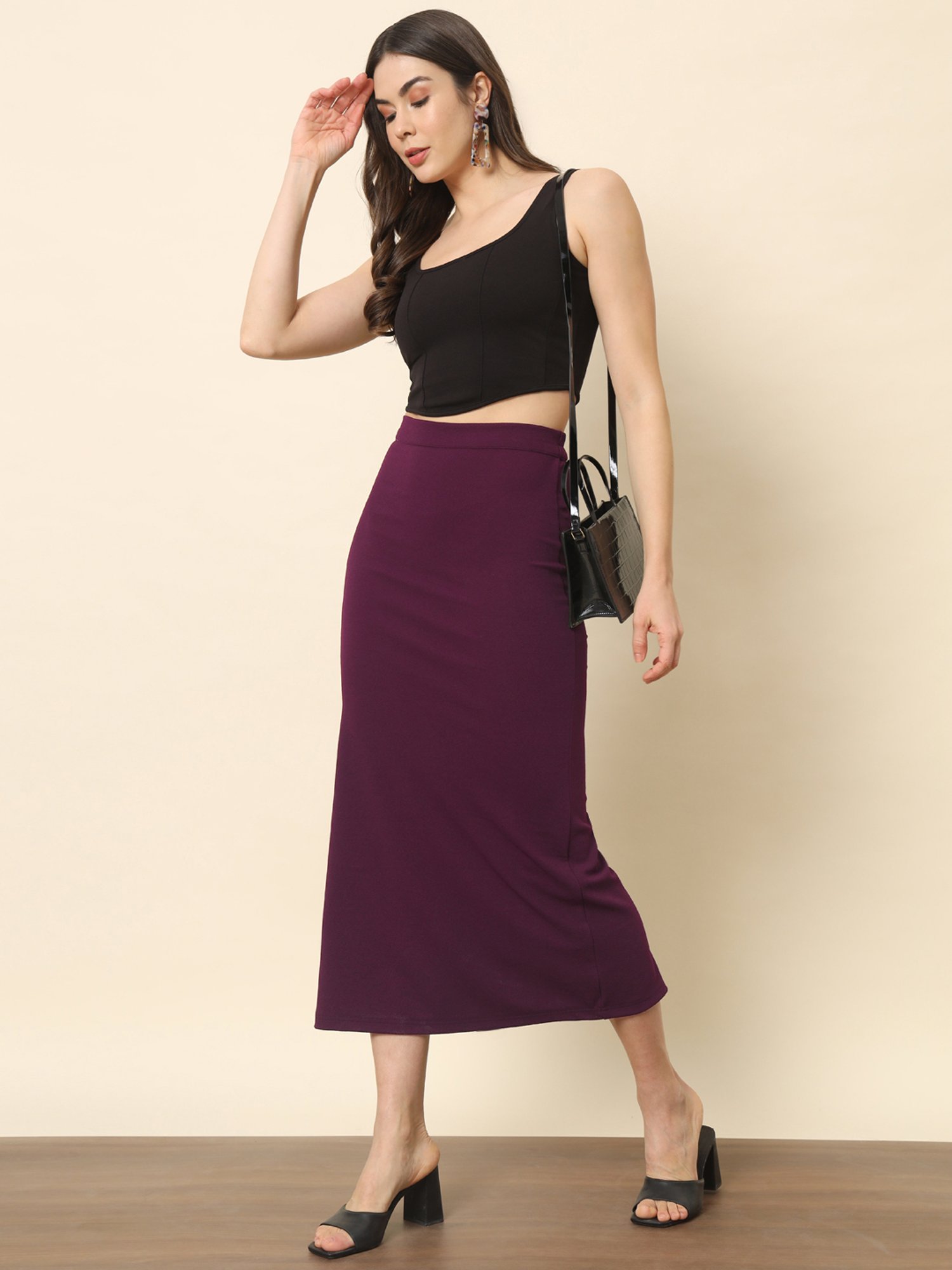Trend Arrest Burgundy Midi Skirt