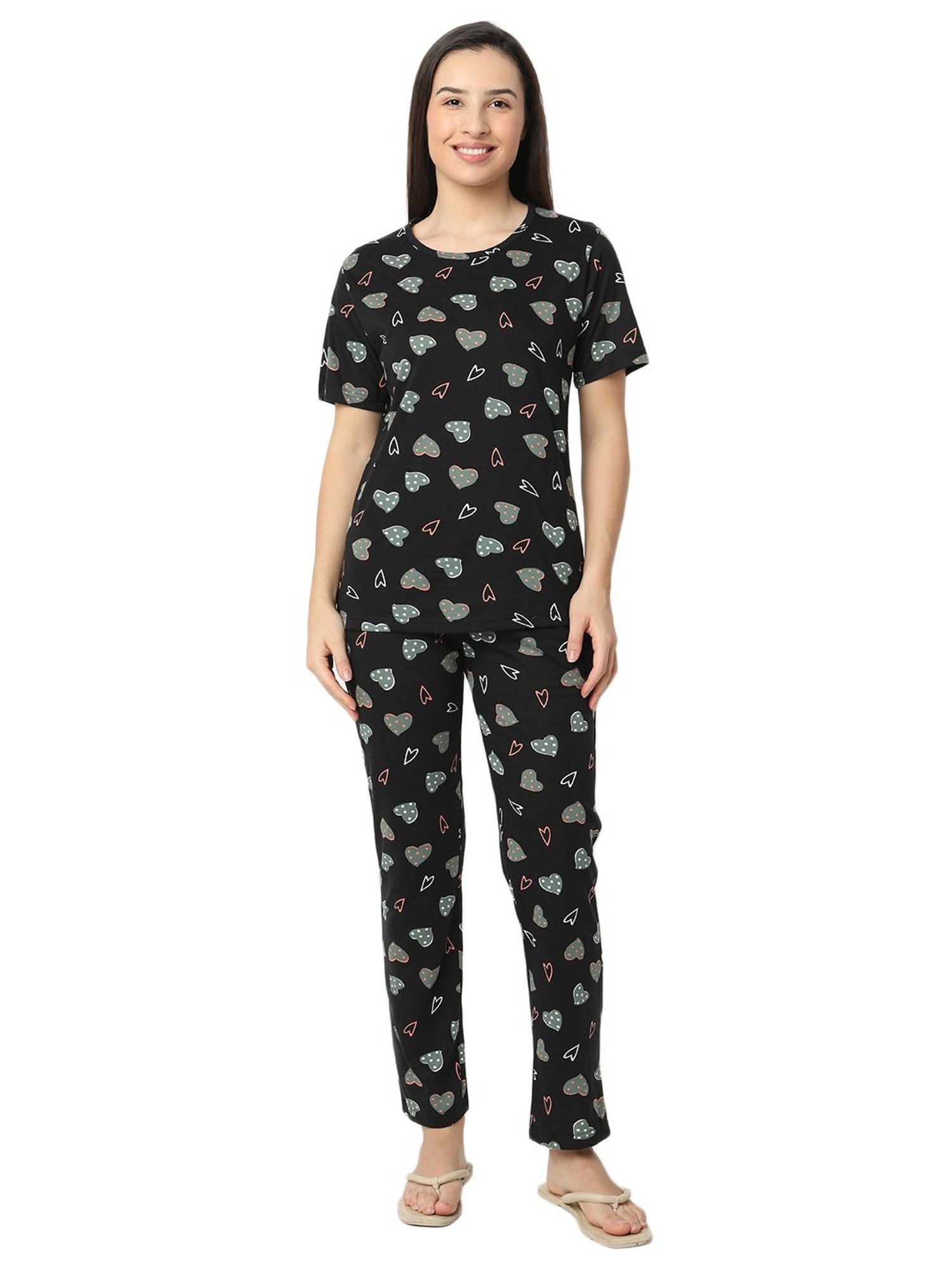 Smarty Pants Black Printed T-Shirt With Pyjamas