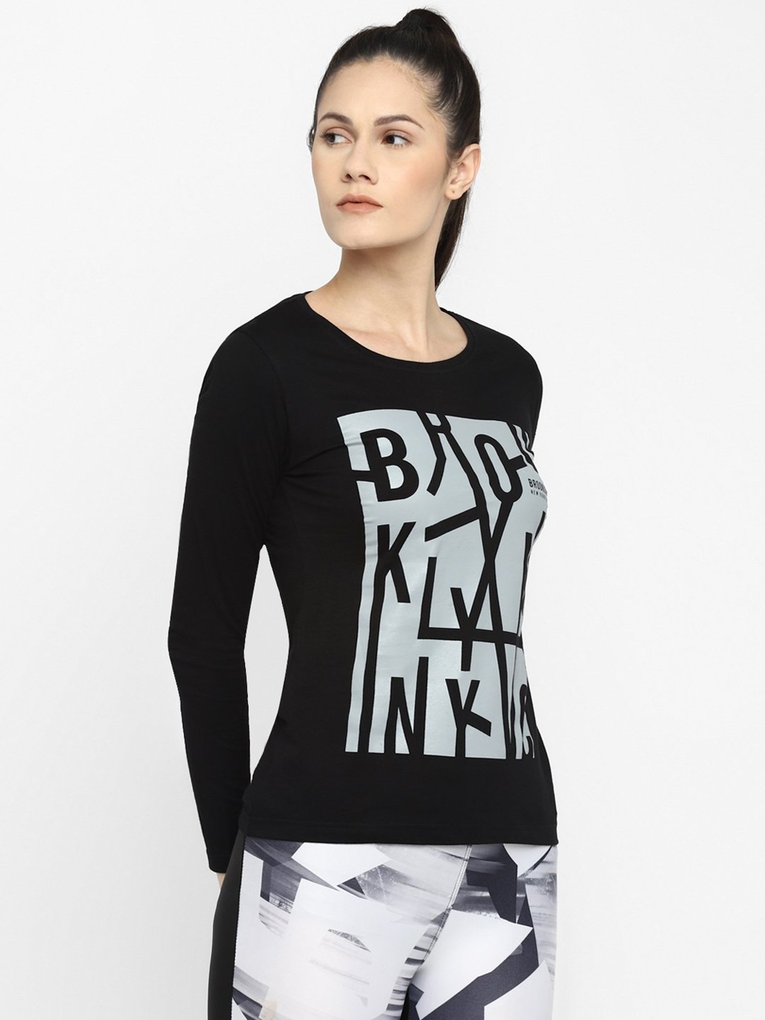 Appulse Black Printed Slim Fit Cotton T-Shirt