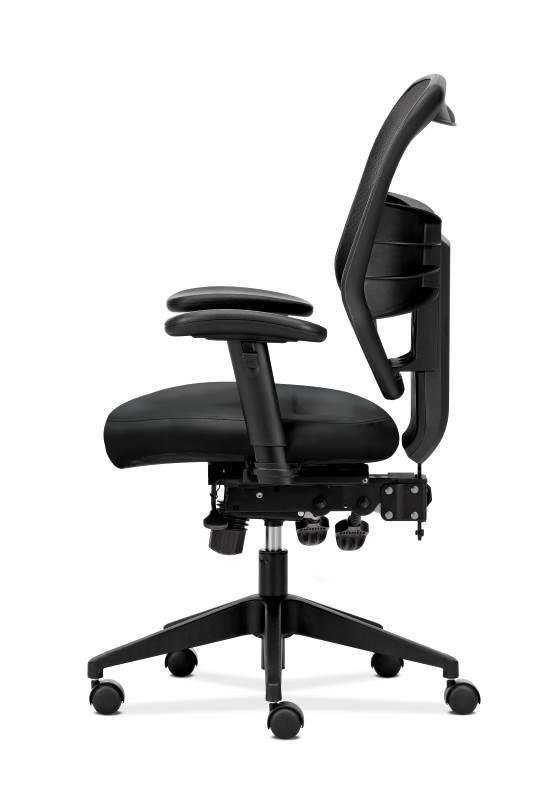 Prominent Mesh High-Back Task Chair Seat Glide 2-Way Arms Black Leather
