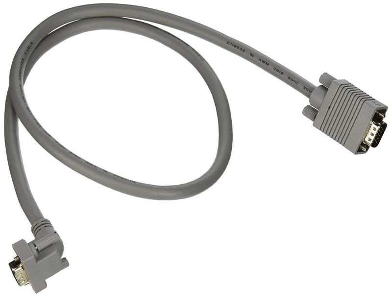 C2G 52015 VGA Cable - Premium Shielded HD15 SXGA M/M Monitor Cable with 90&deg; Downward-Angled Male Connector, Gray (3 Feet, 0.91 Meters)