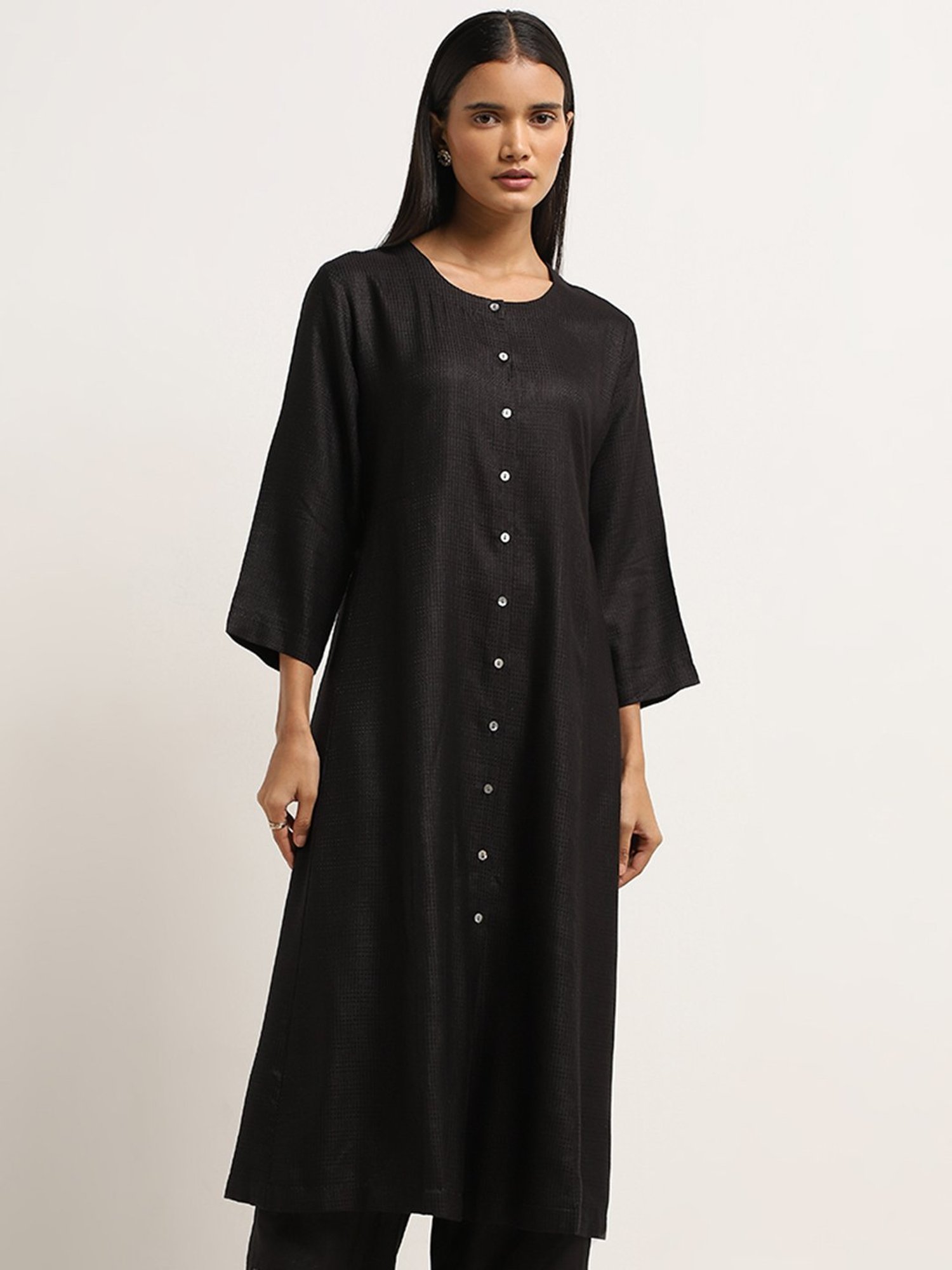 Zuba by Westside Black A-Line Cotton Kurta