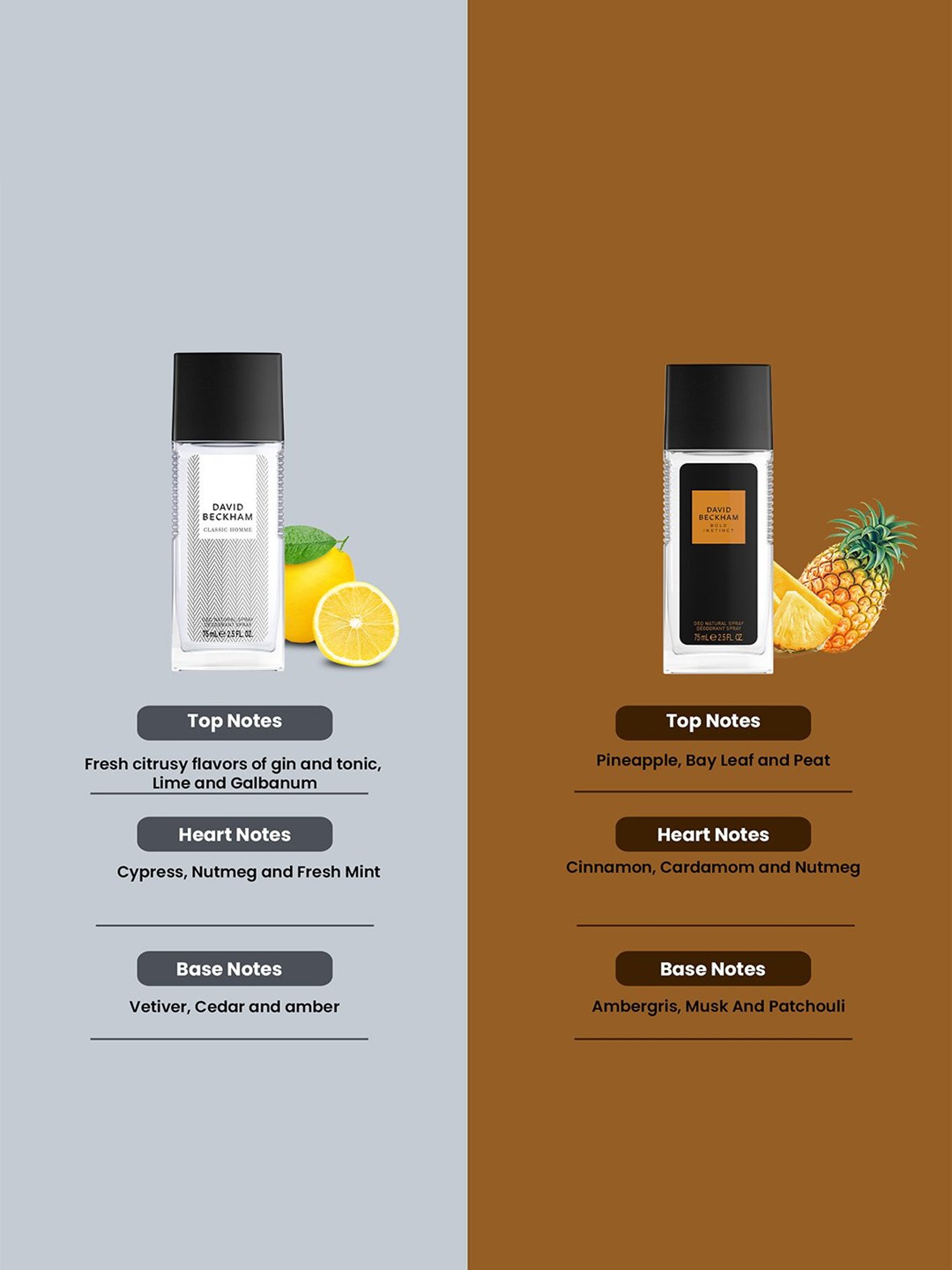 DAVID BECKHAM Classic Homme & Bold Instinct Deodorant Spray Combo