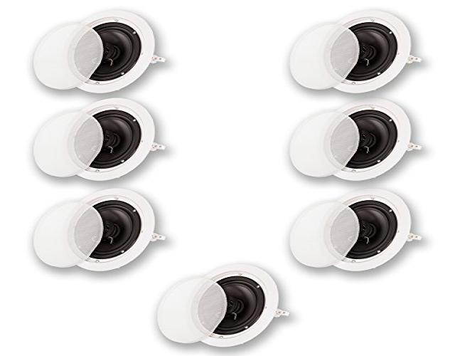 Acoustic Audio HTI6c Flush Mount In Ceiling Speakers with 6.5" Woofers 7 Pack