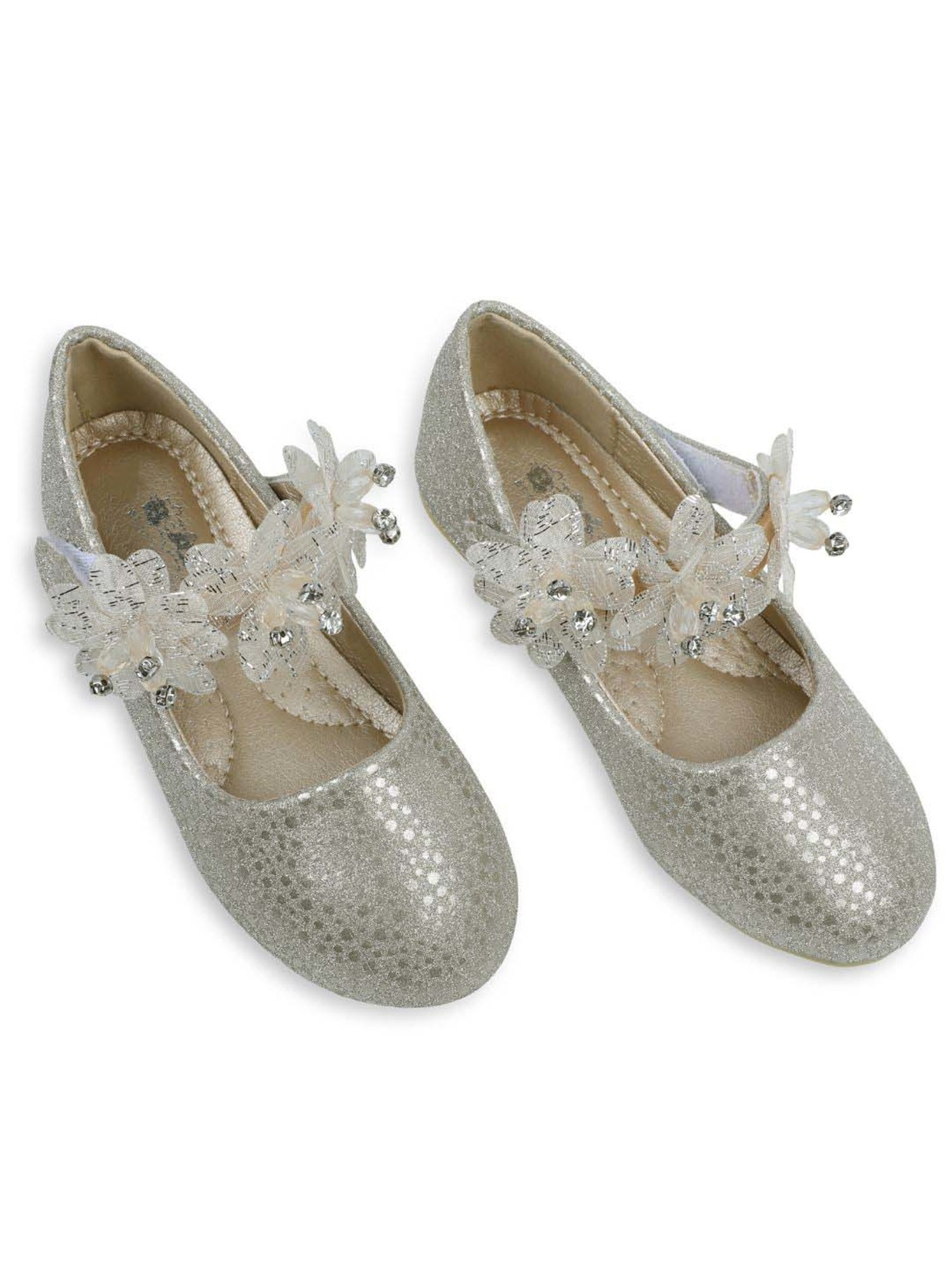 Baby Moo Kids Gold Bash Shiny Floral Mary Jane Shoes