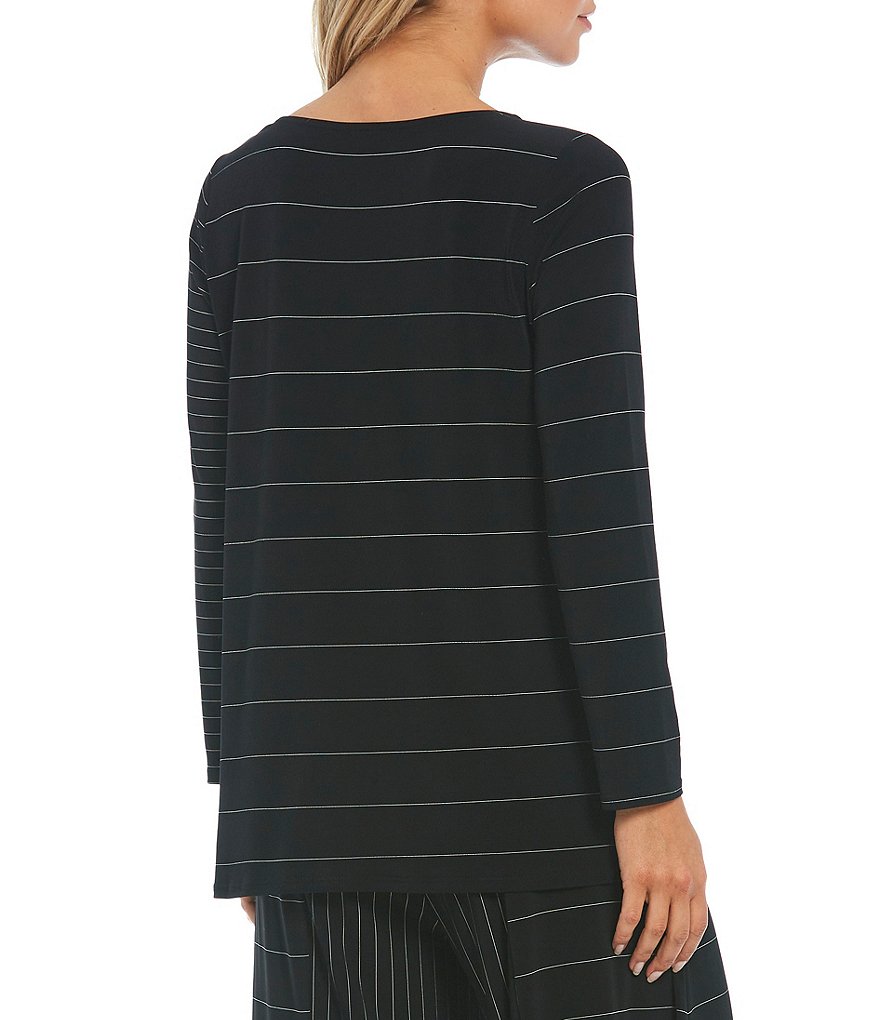 IC Collection Multi Directional Pin Stripe Round Neck Long Sleeve Coordinating Tunic