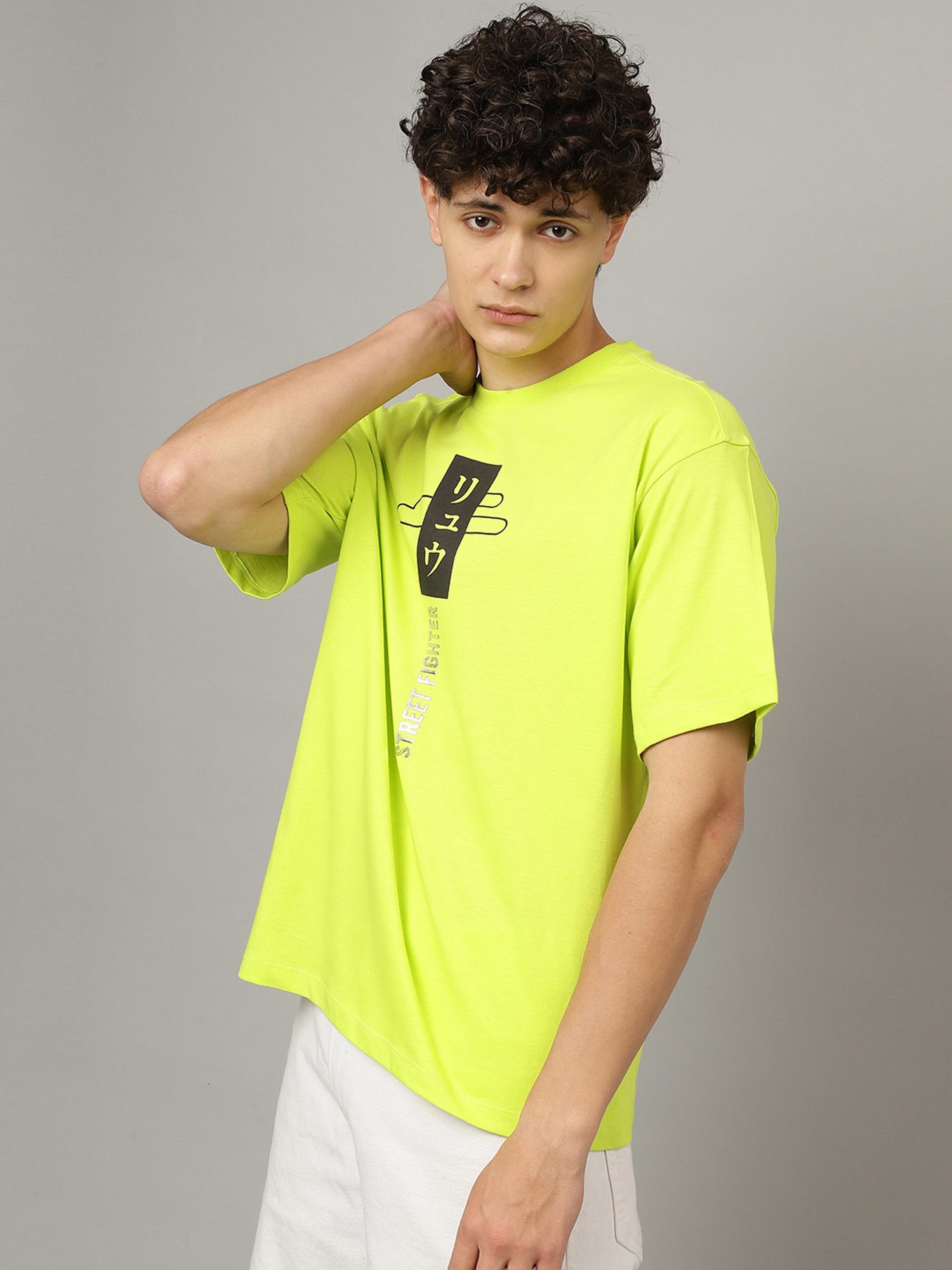 Free Authority Black & Lime Green Regular Fit Printed T-Shirt - Pack of 2