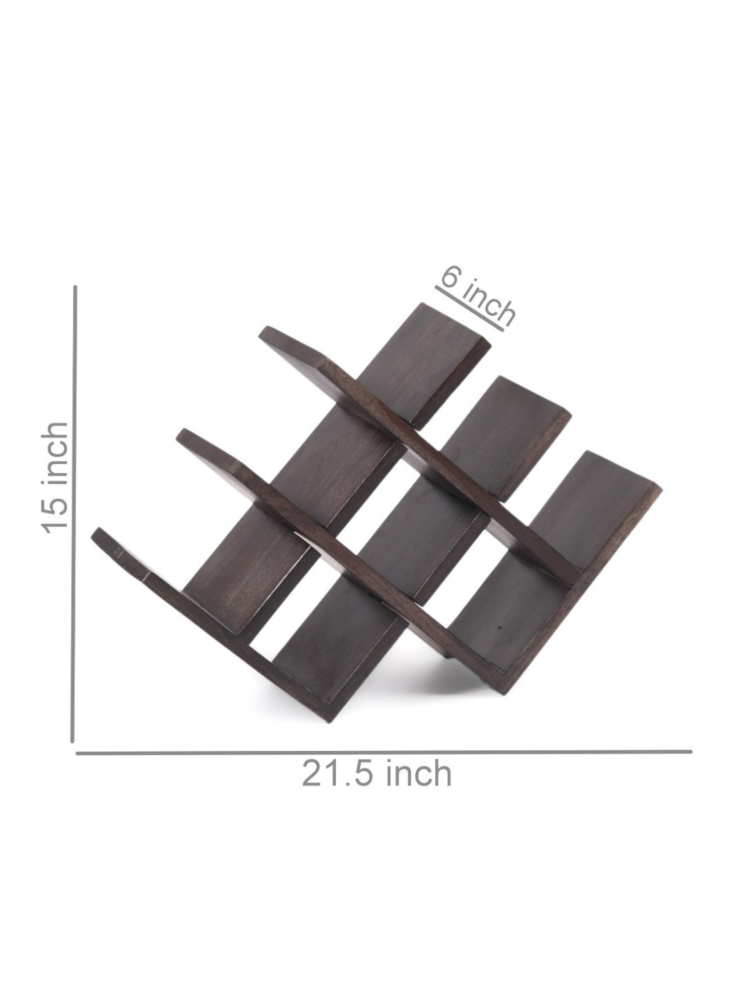 Ikiriya Kassel Solid Brown Wood Wine Rack Teak Finish