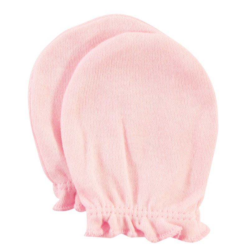 Hudson Baby Infant Girl Cotton Scratch Mittens, Pink Safari, 0-6 Months
